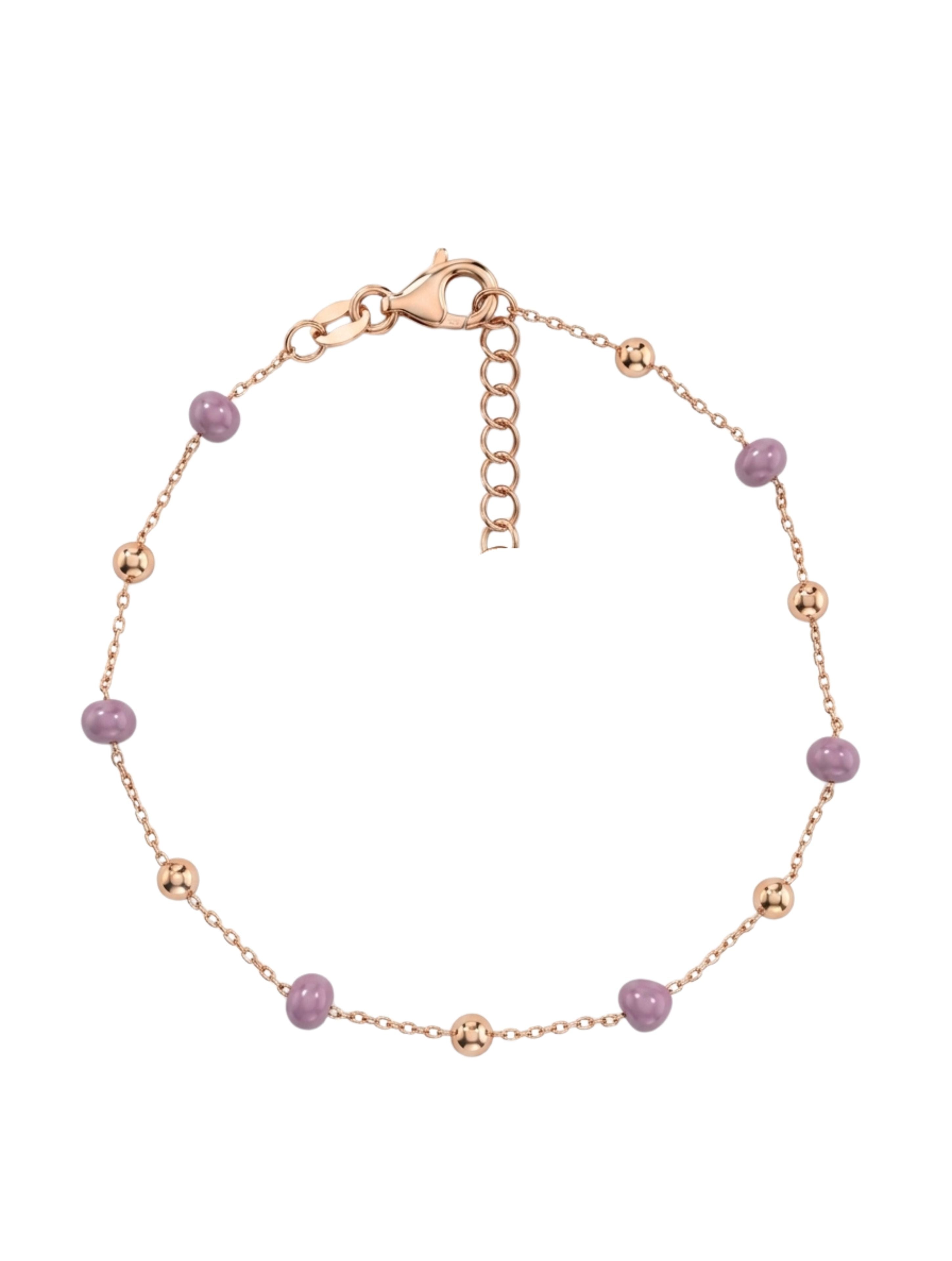 Pastel Pink & Rose Gold Bead Bracelet in Rose Gold Vermeil