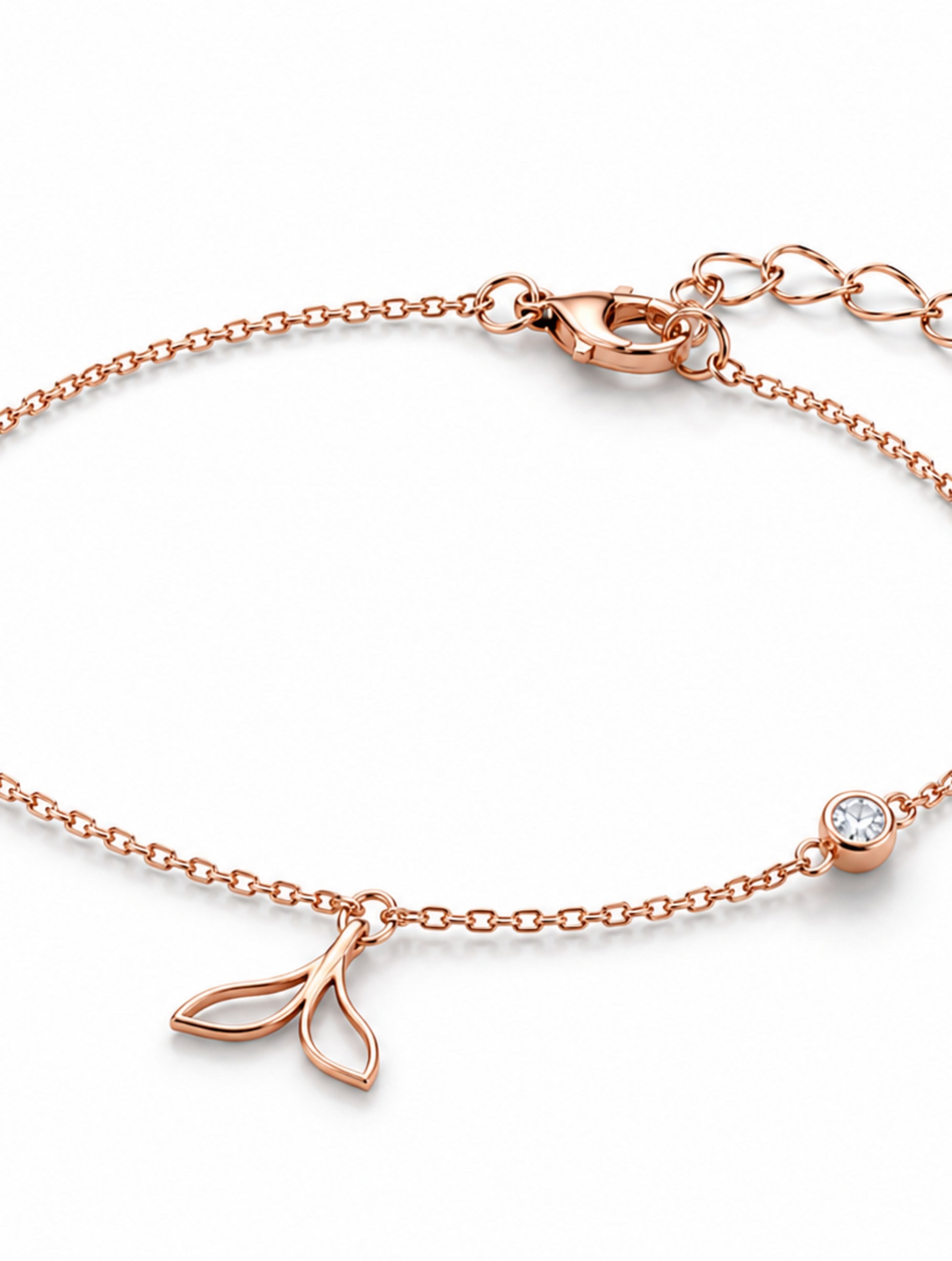 Rose Gold Mermaid Tail Bracelet in 925 Sterling Silver with Pearl Accents