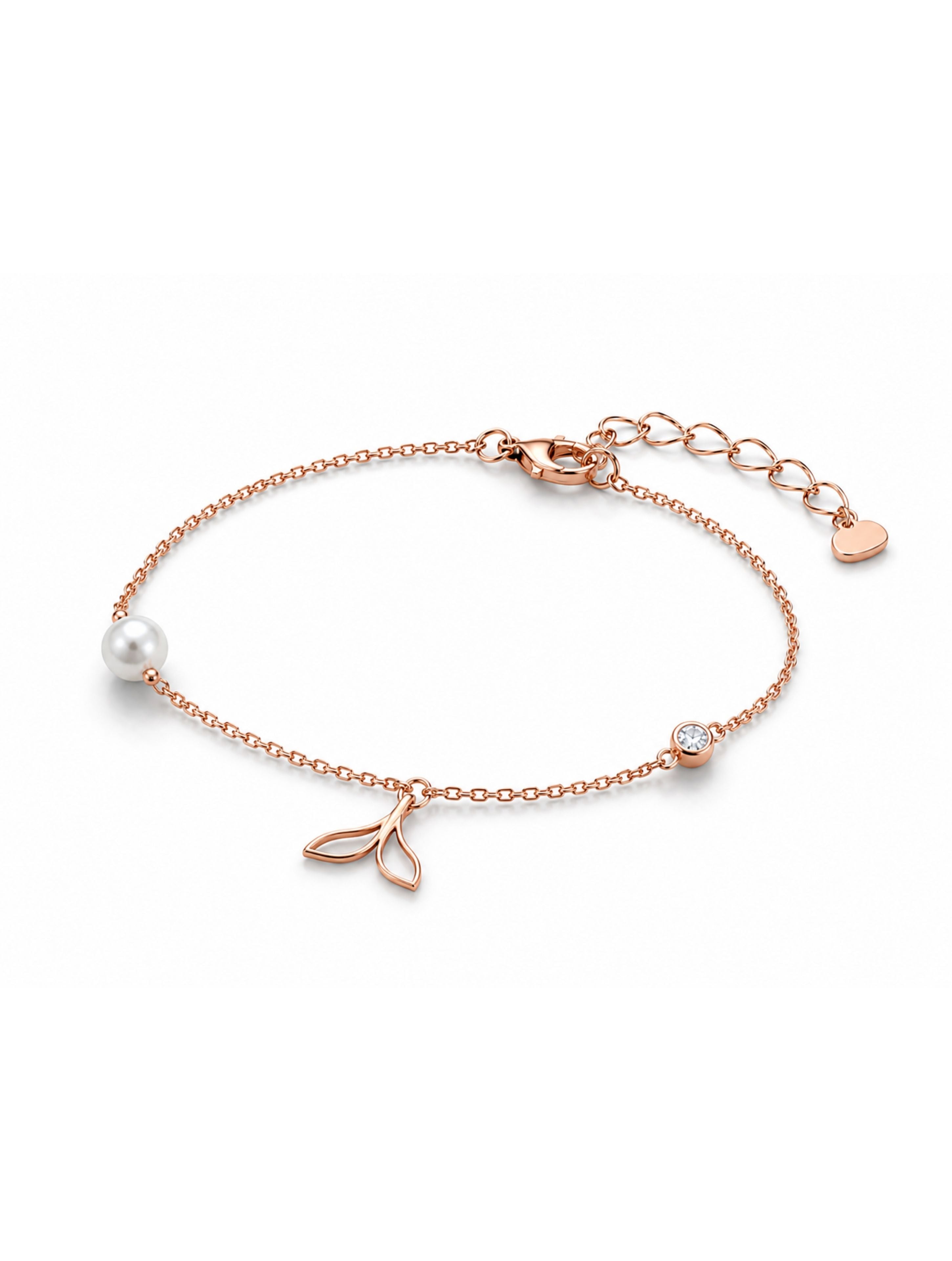 Rose Gold Mermaid Tail Bracelet in 925 Sterling Silver with Pearl Accents