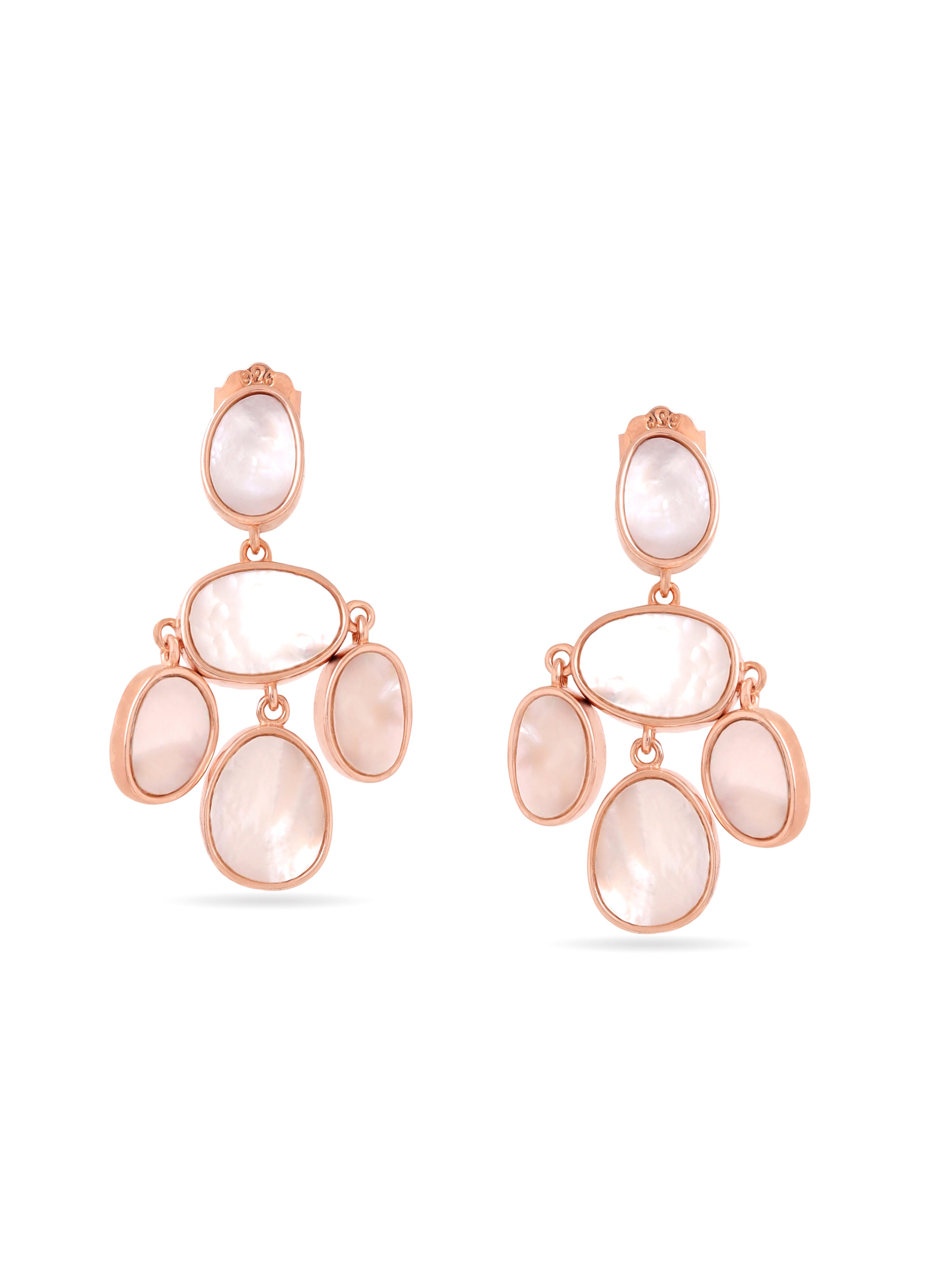 Syra Collection Rose Gold Mother of Pearl Oval Disc Earrings