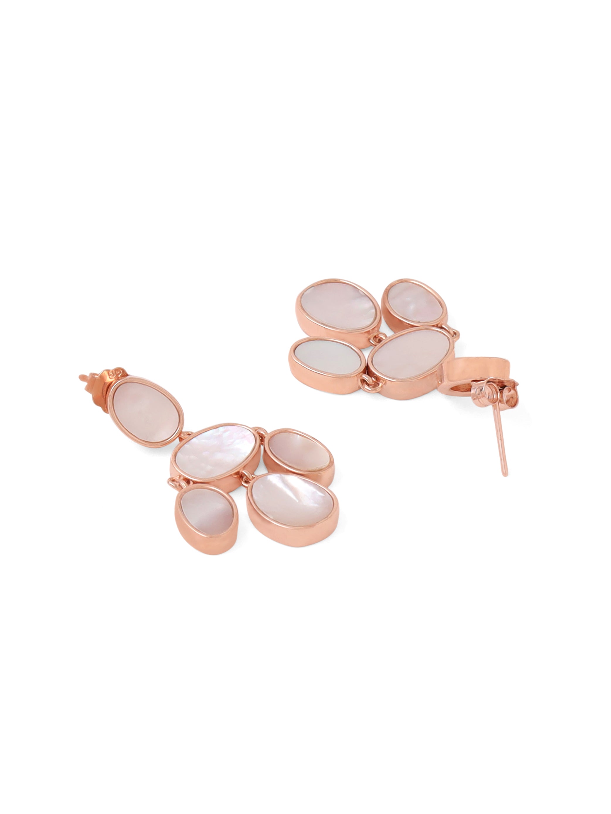 Syra Collection Rose Gold Mother of Pearl Oval Disc Earrings