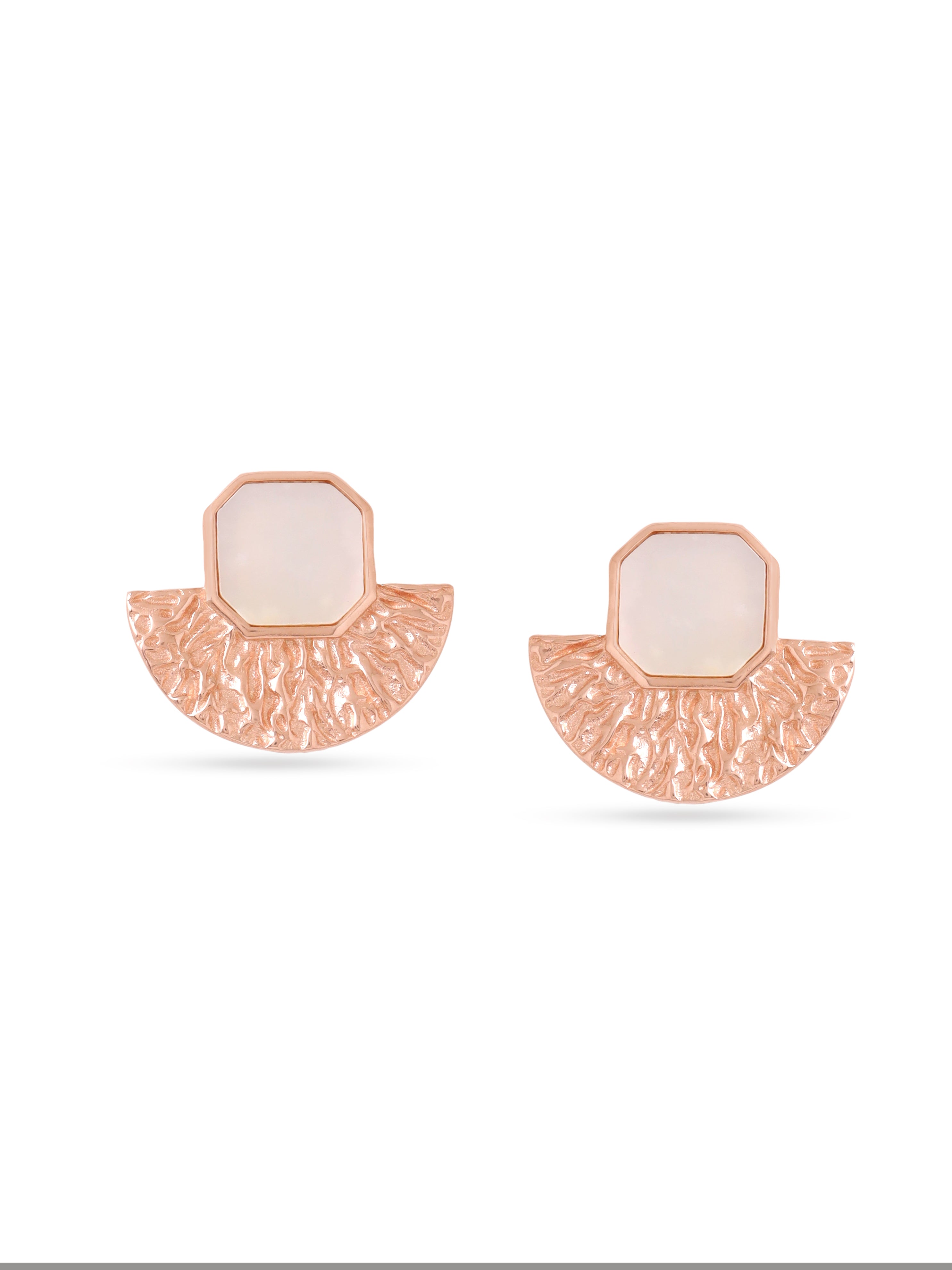 Syra Collection Rose Gold Textured Stud Earrings