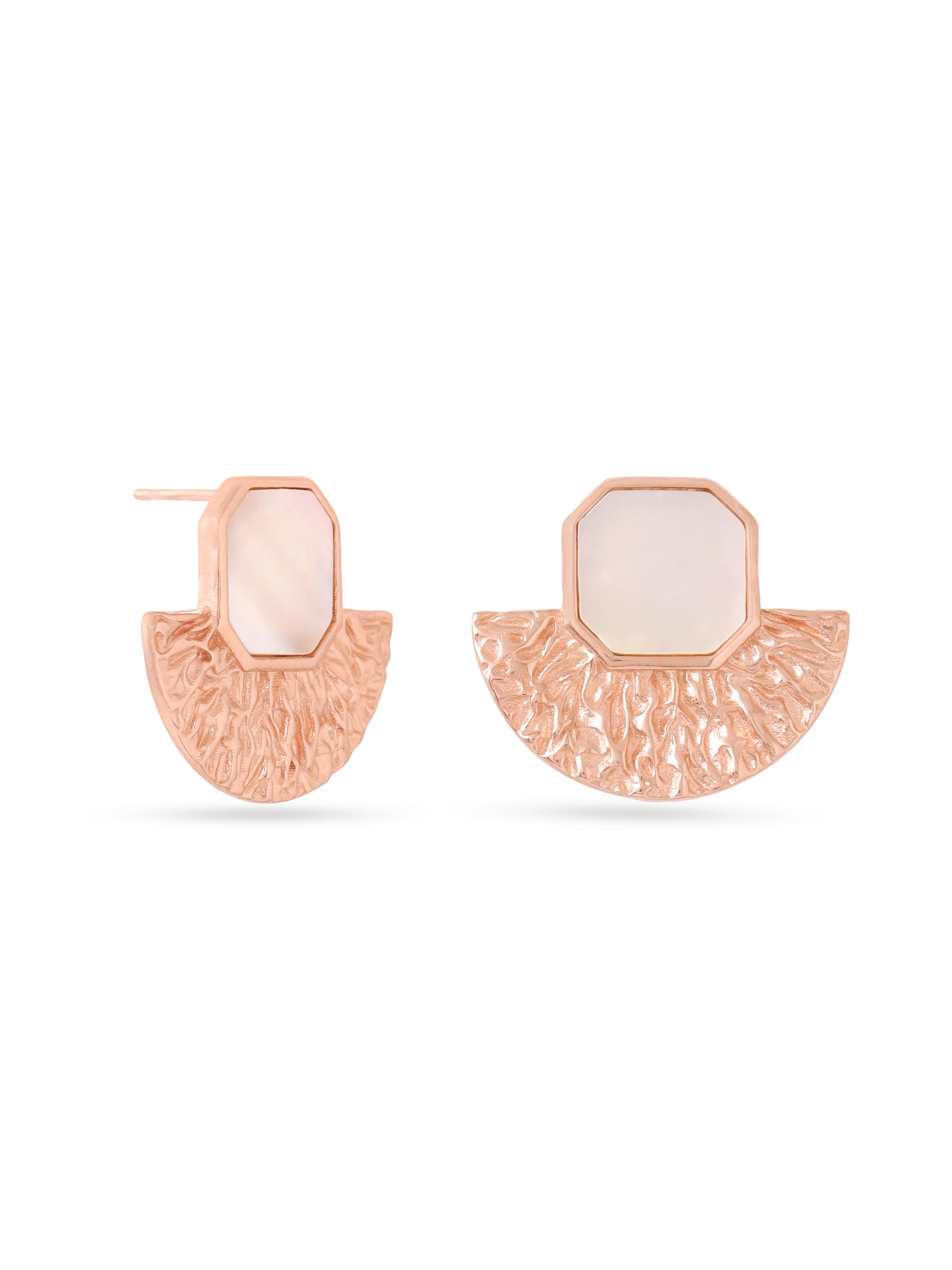 Syra Collection Rose Gold Textured Stud Earrings