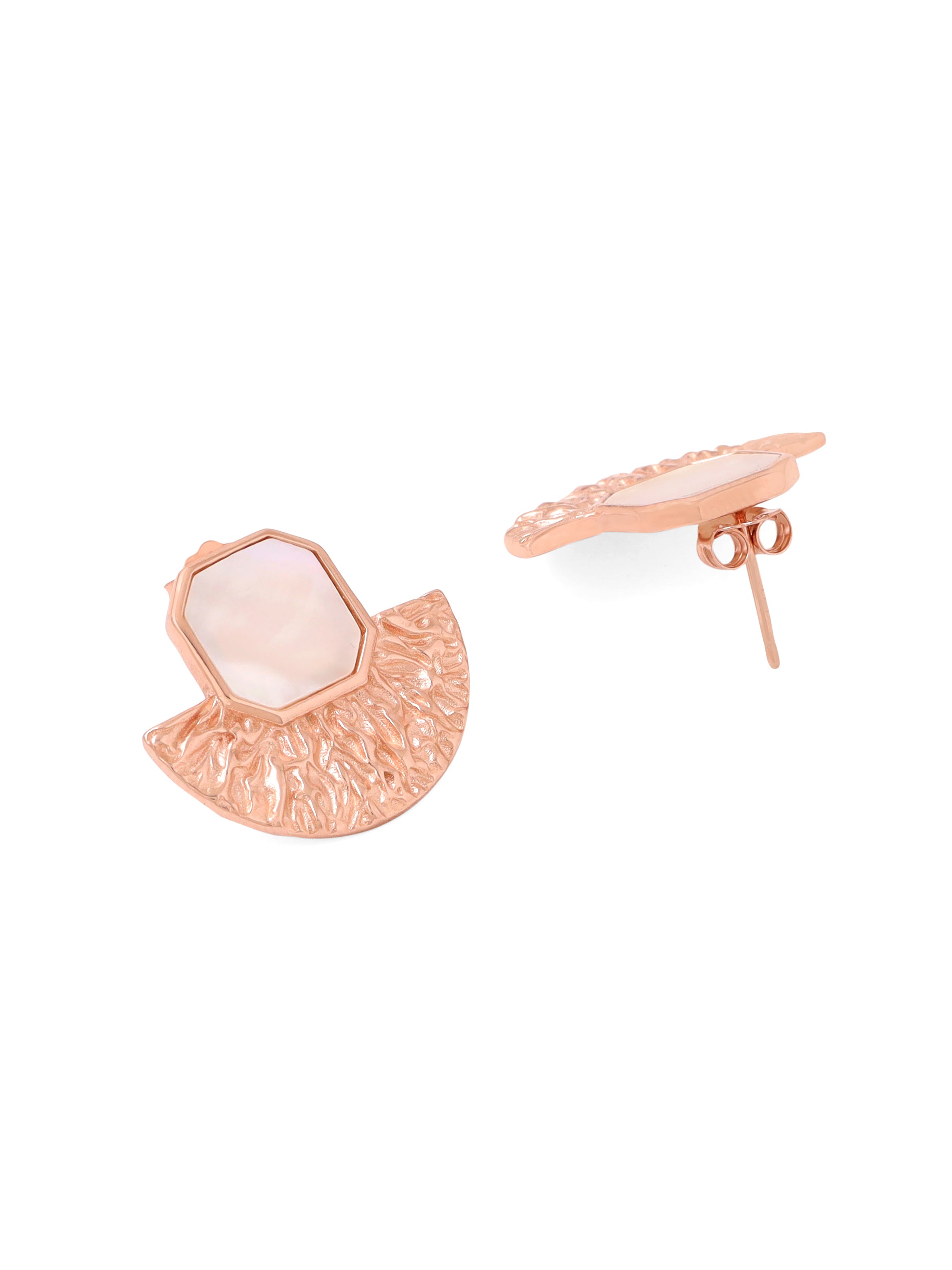 Syra Collection Rose Gold Textured Stud Earrings