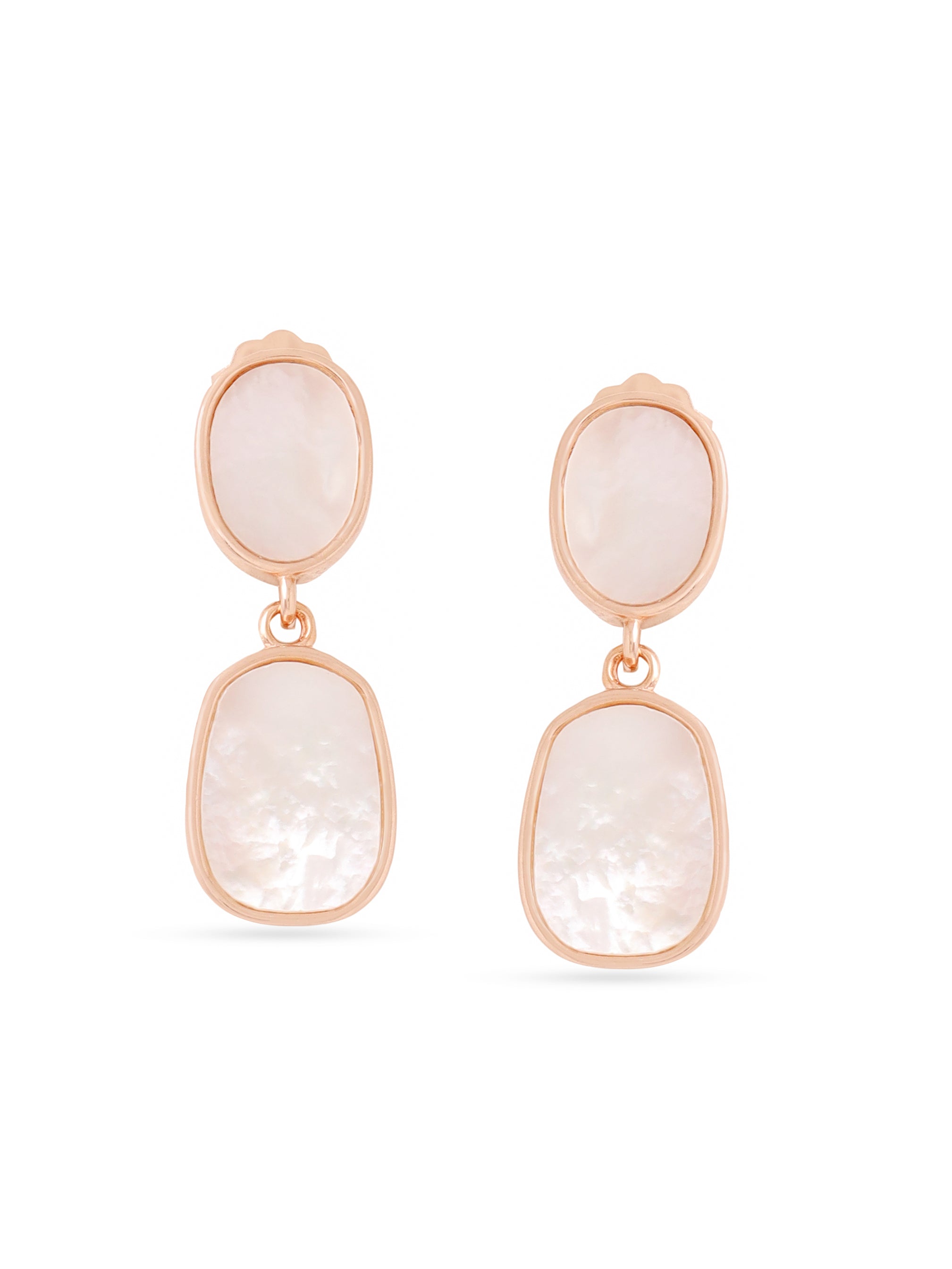 Abstract Mother of Pearl Earrings Syra Collection Rose Gold