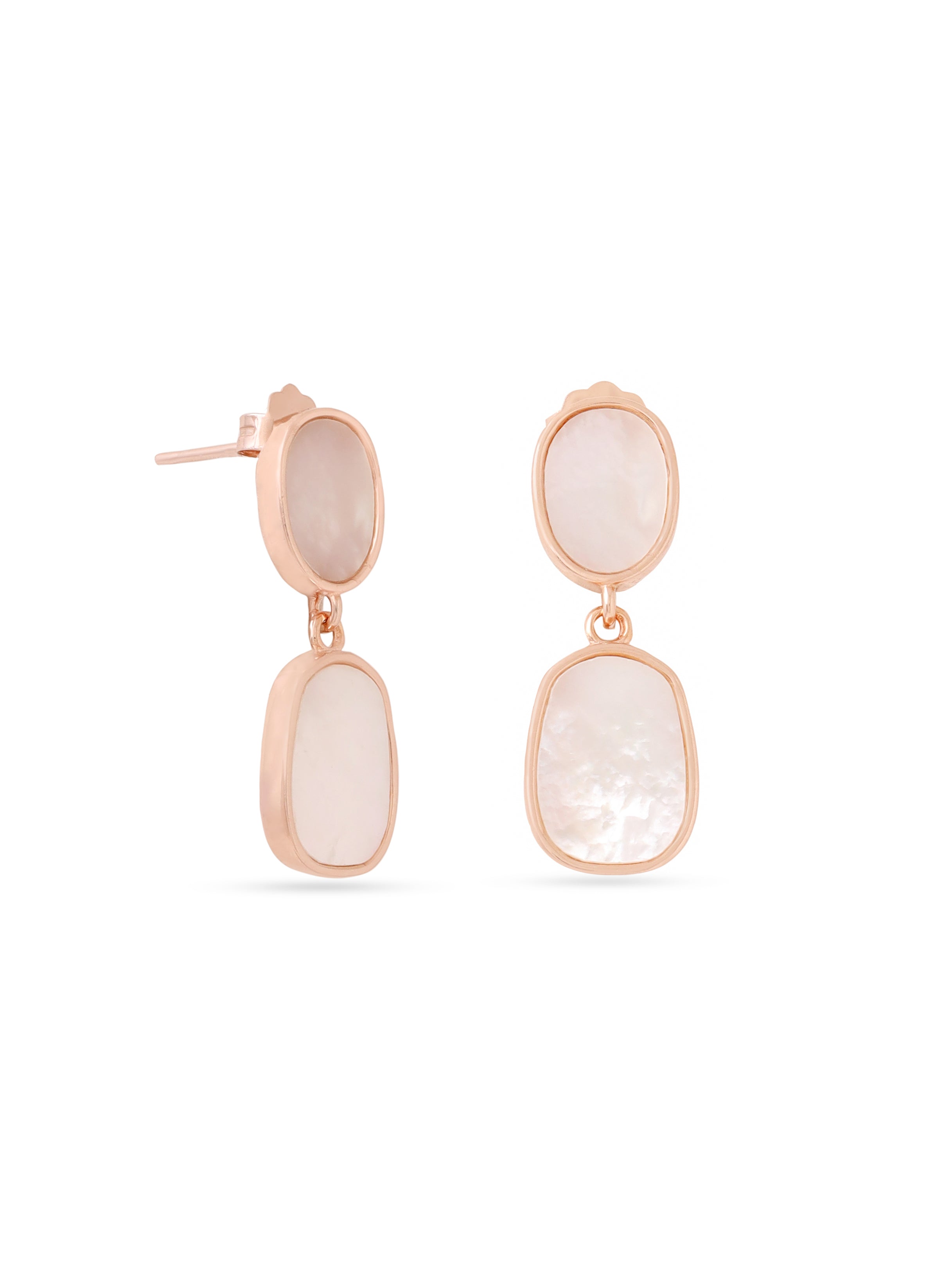 Abstract Mother of Pearl Earrings Syra Collection Rose Gold