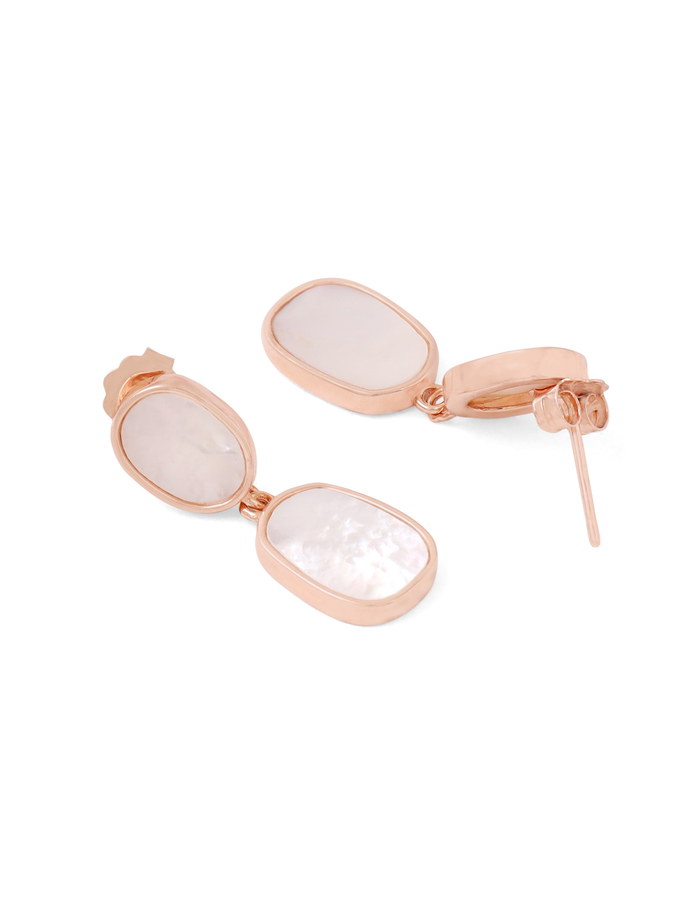 Abstract Mother of Pearl Earrings Syra Collection Rose Gold