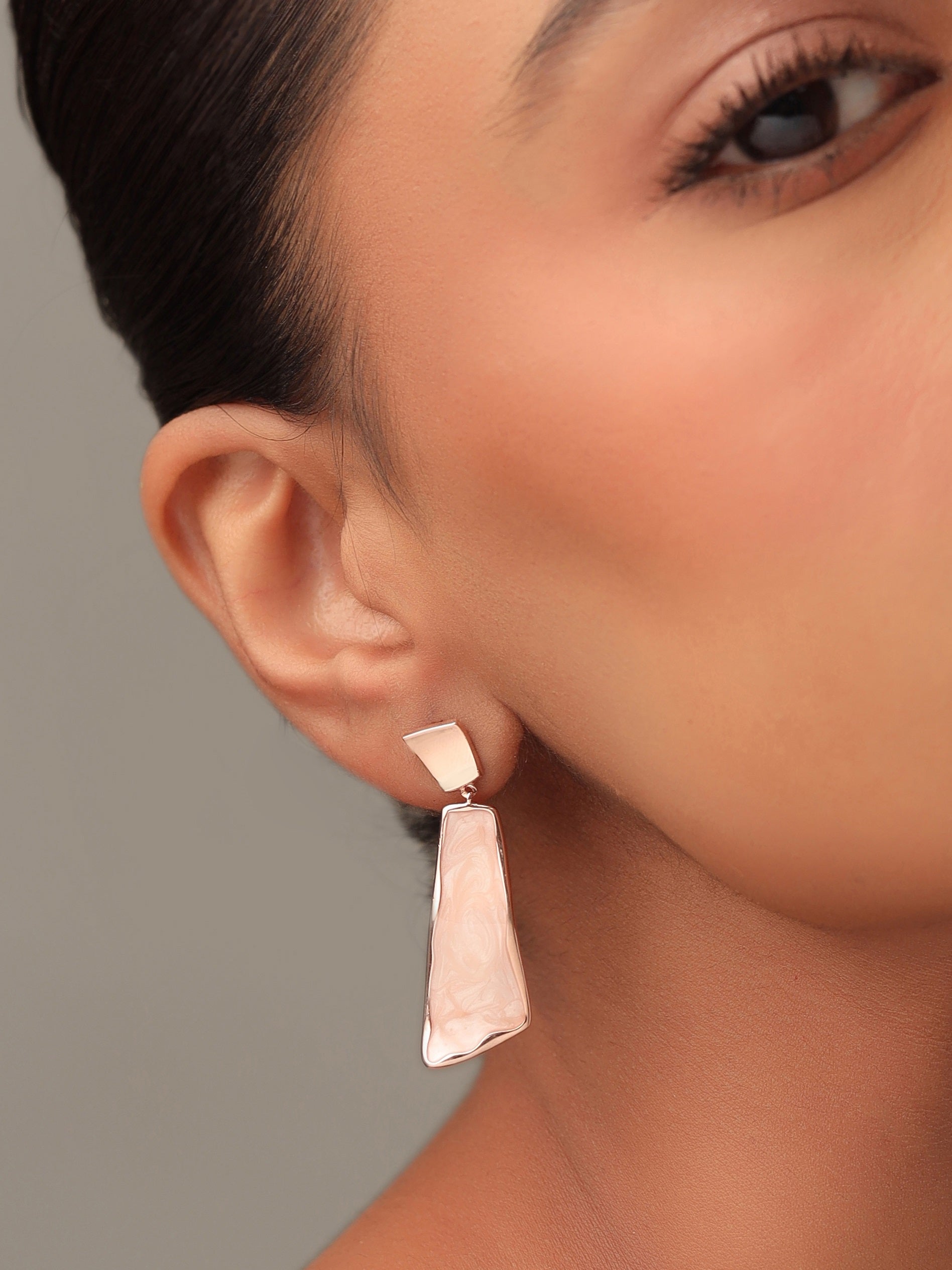 Syra Collection Rose Gold Enamel Abstract Earrings