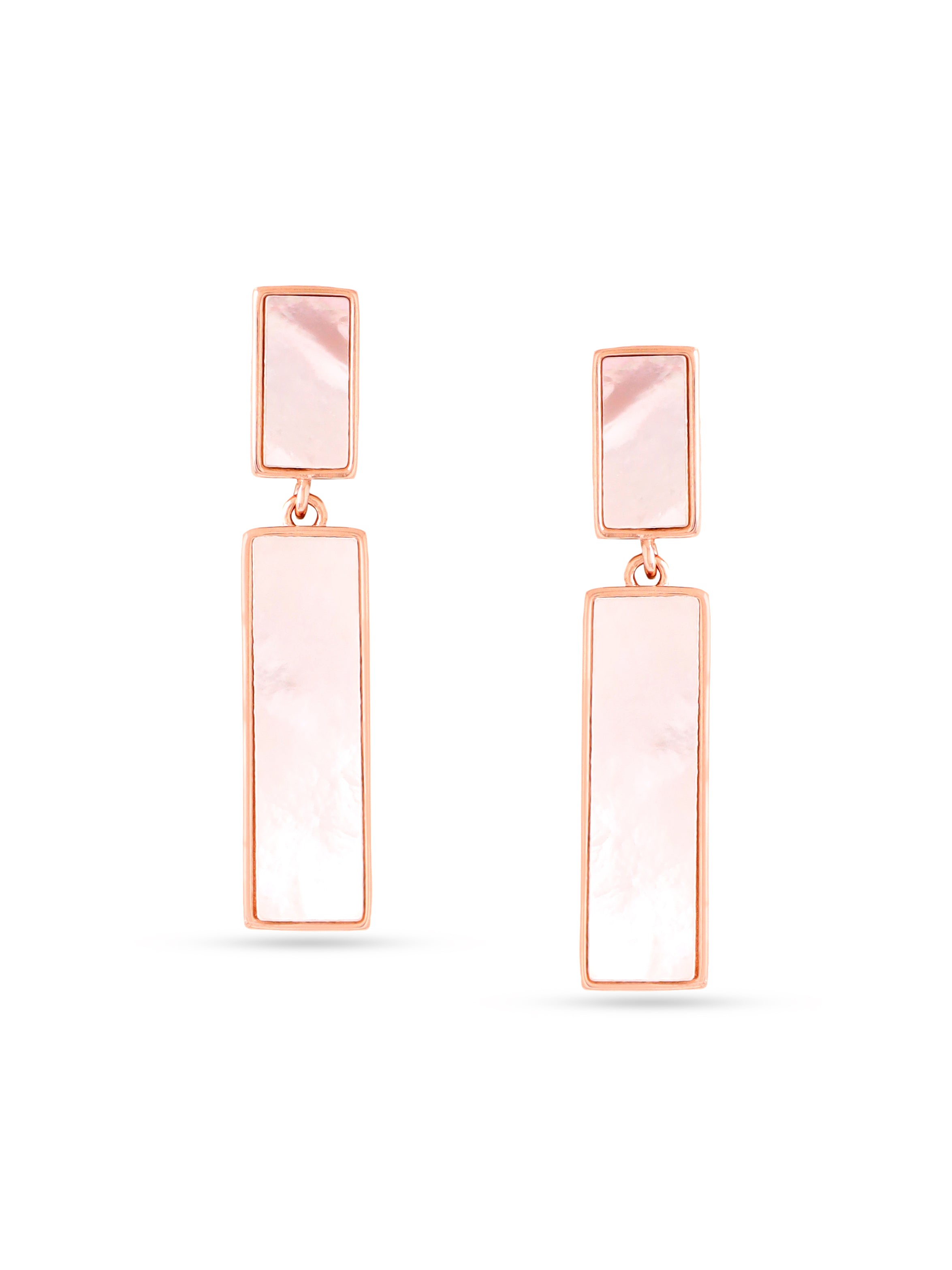 Symmetrical Mother of Pearl Earrings Rose Gold Syra Collection