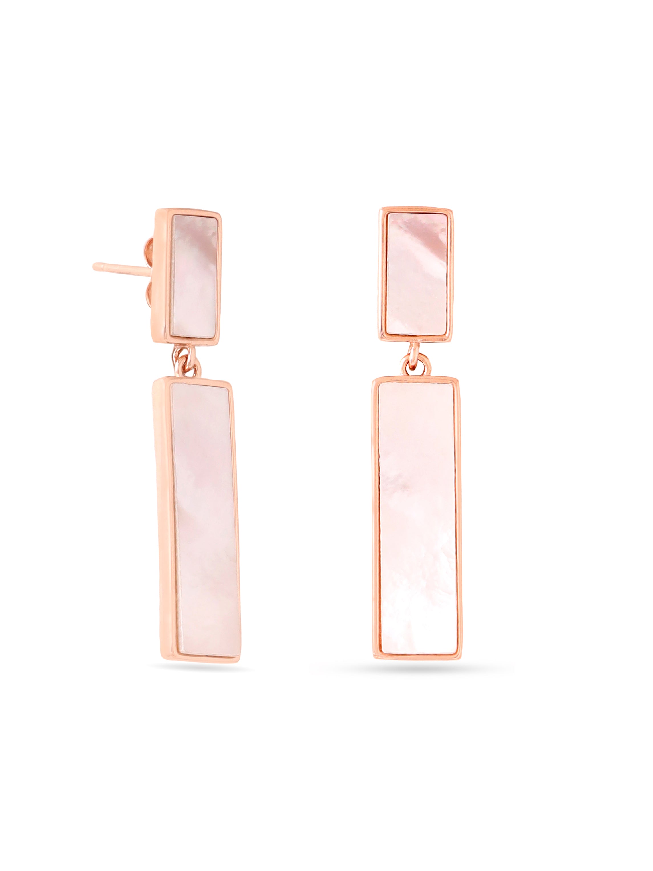 Symmetrical Mother of Pearl Earrings Rose Gold Syra Collection