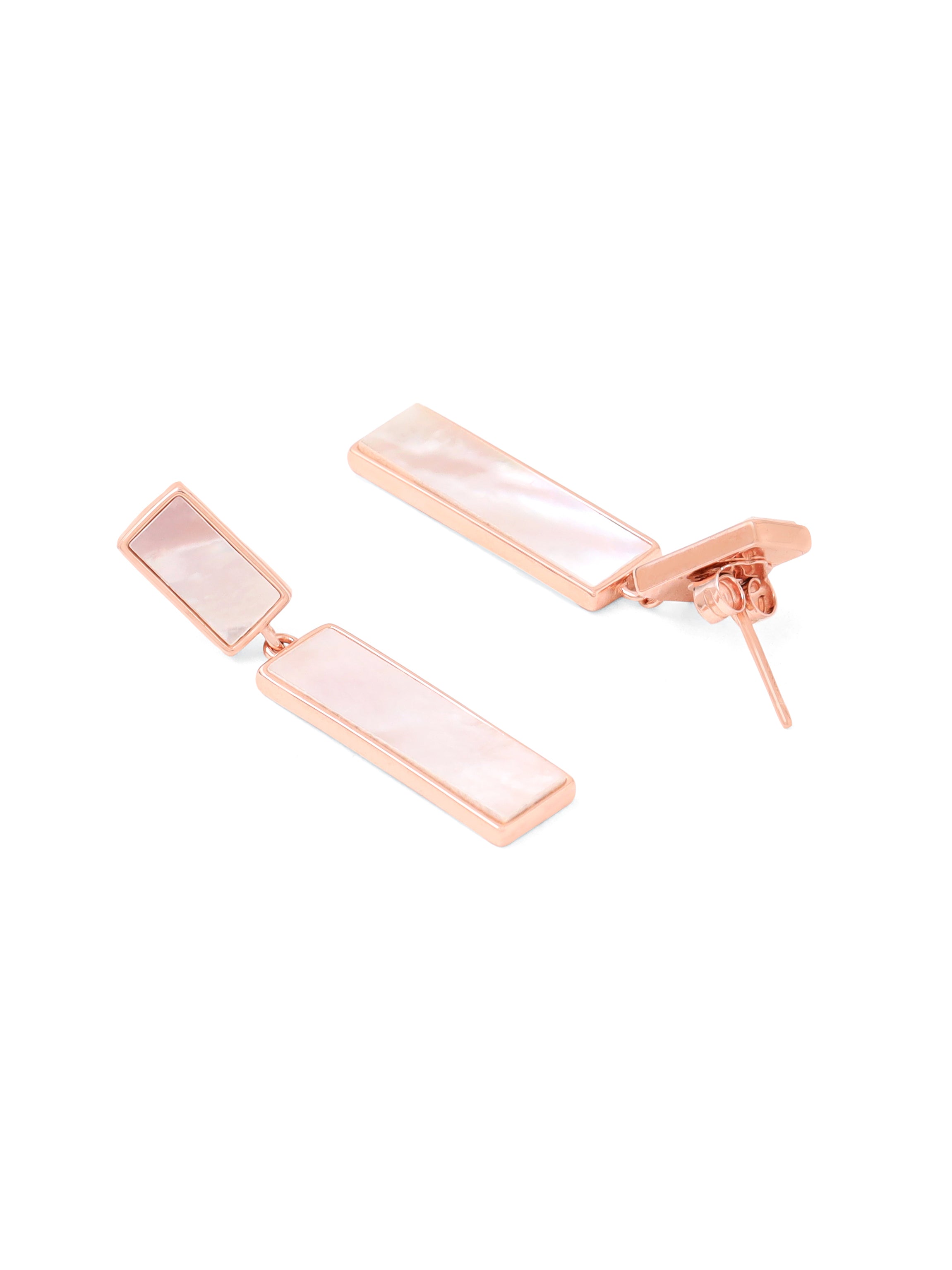 Symmetrical Mother of Pearl Earrings Rose Gold Syra Collection