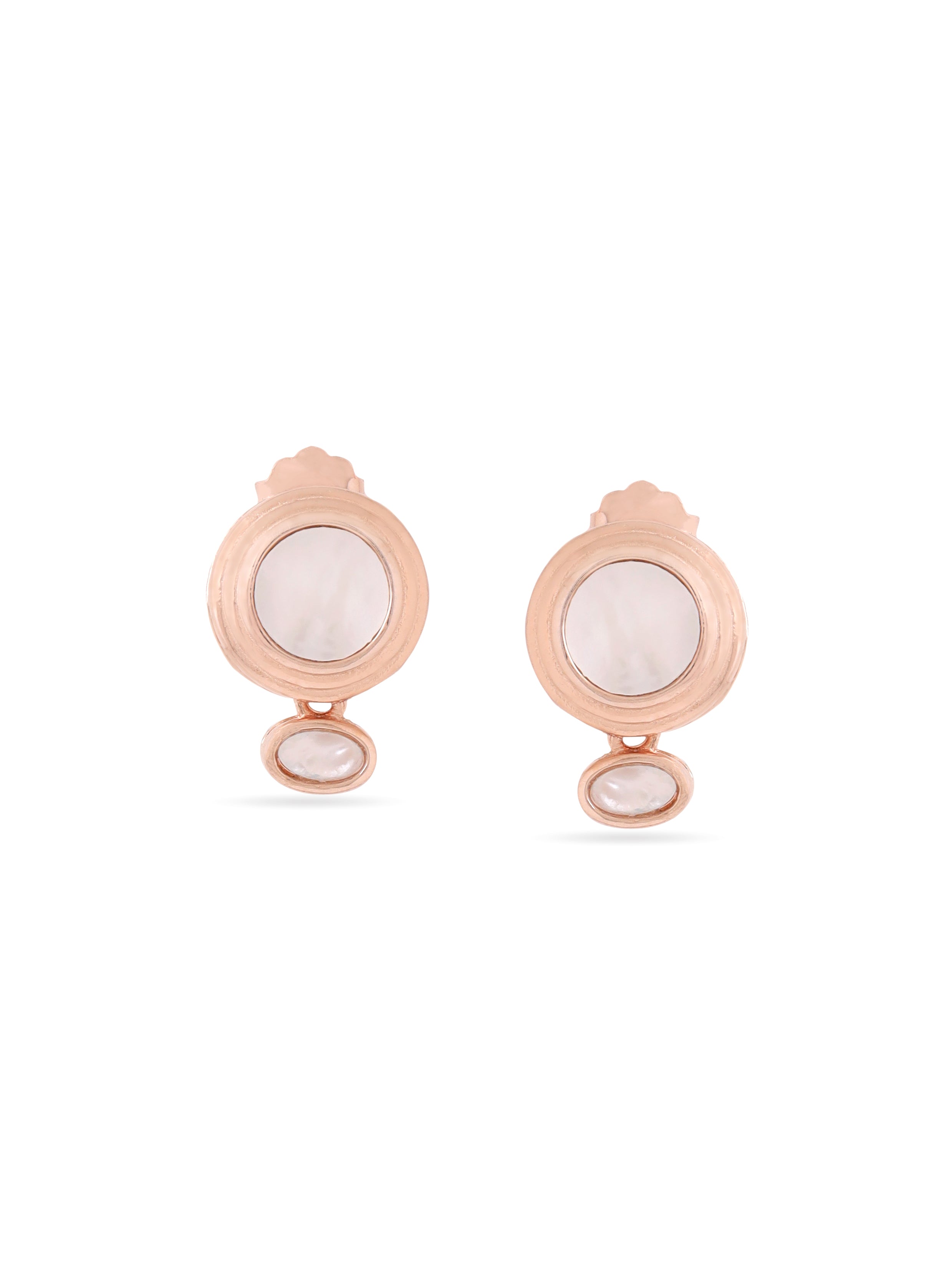 Syra Collection Rose Gold Abstract Geometric Mother of Pearl Earrings