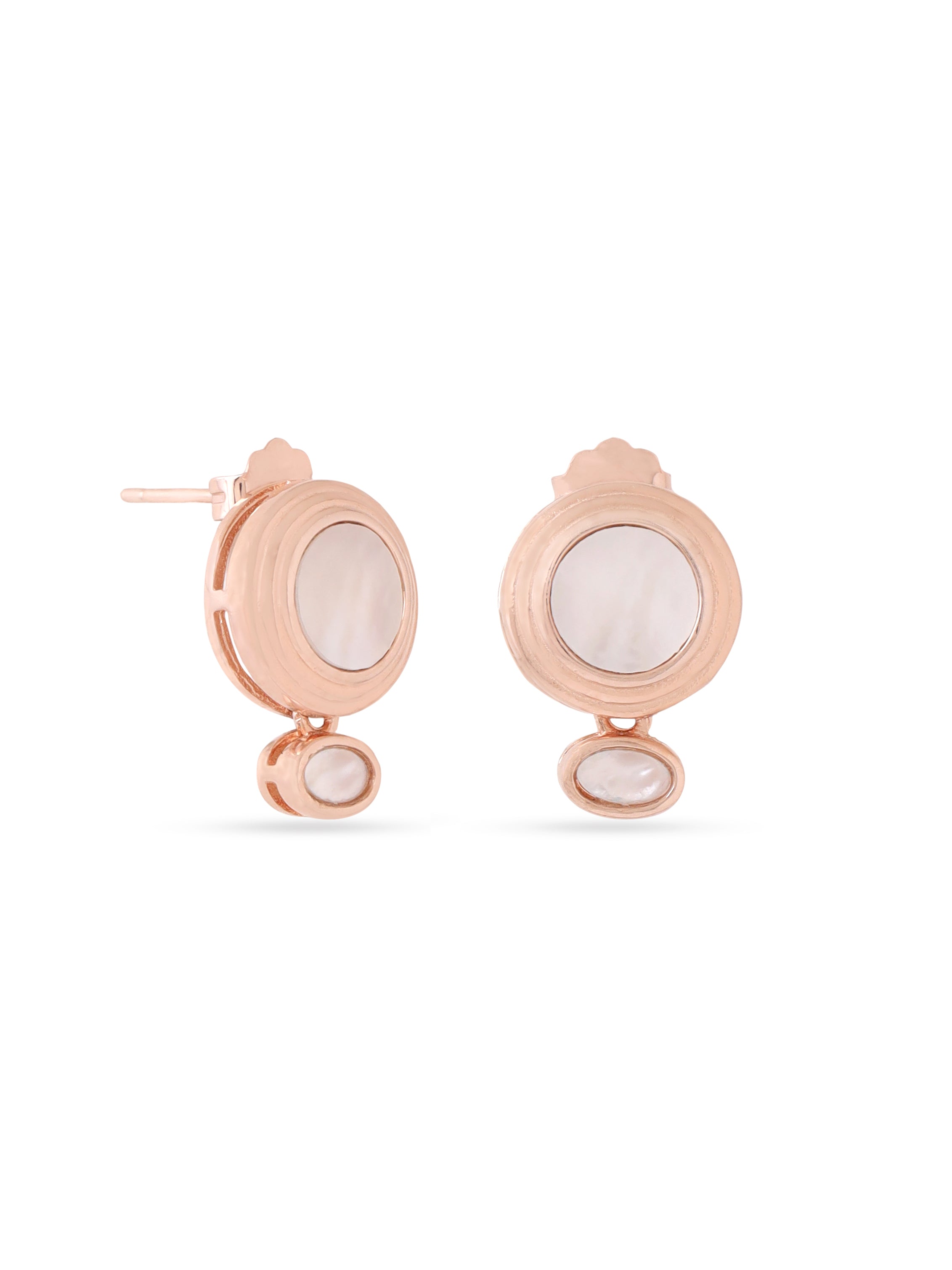 Syra Collection Rose Gold Abstract Geometric Mother of Pearl Earrings