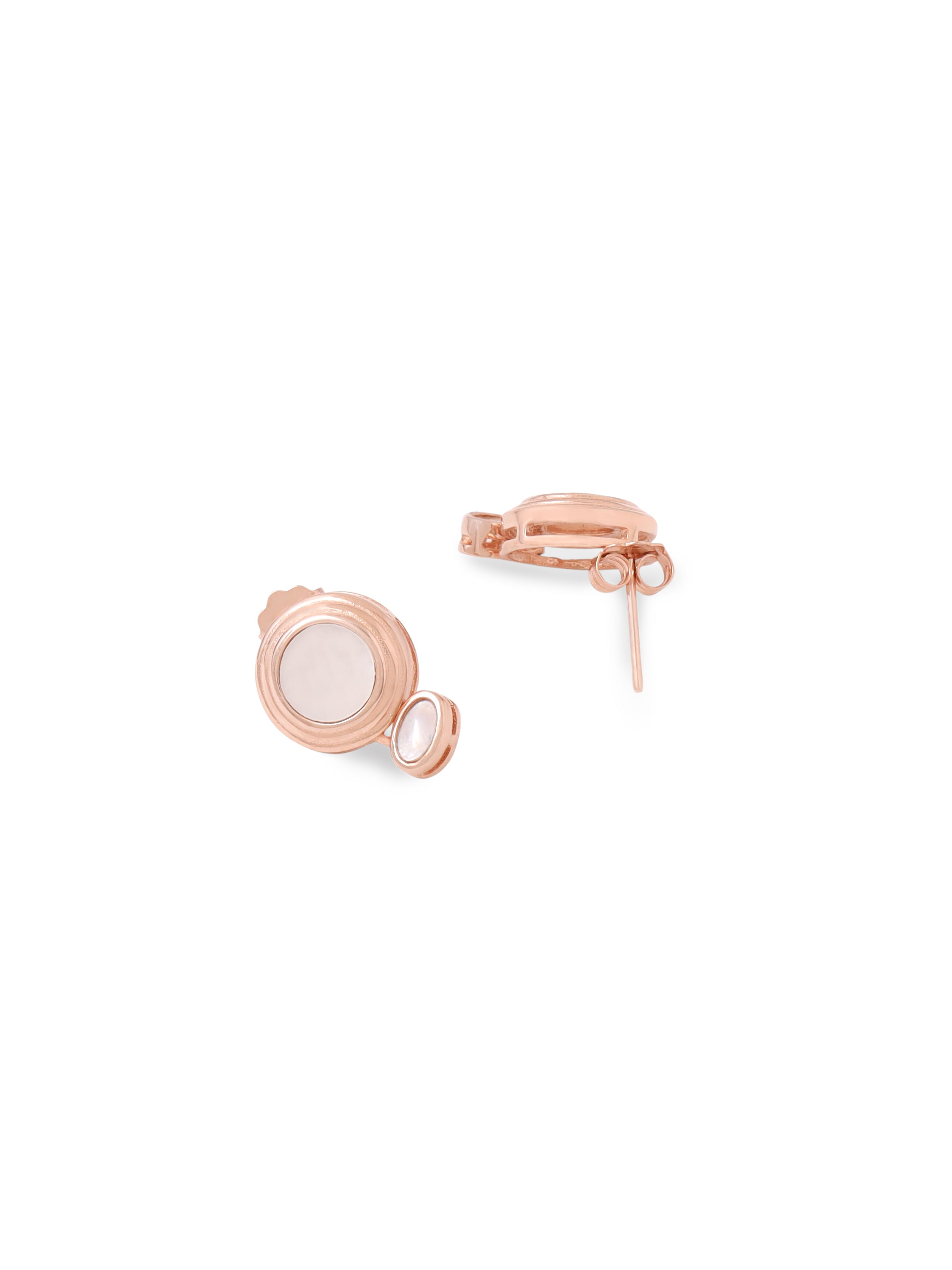 Syra Collection Rose Gold Abstract Geometric Mother of Pearl Earrings