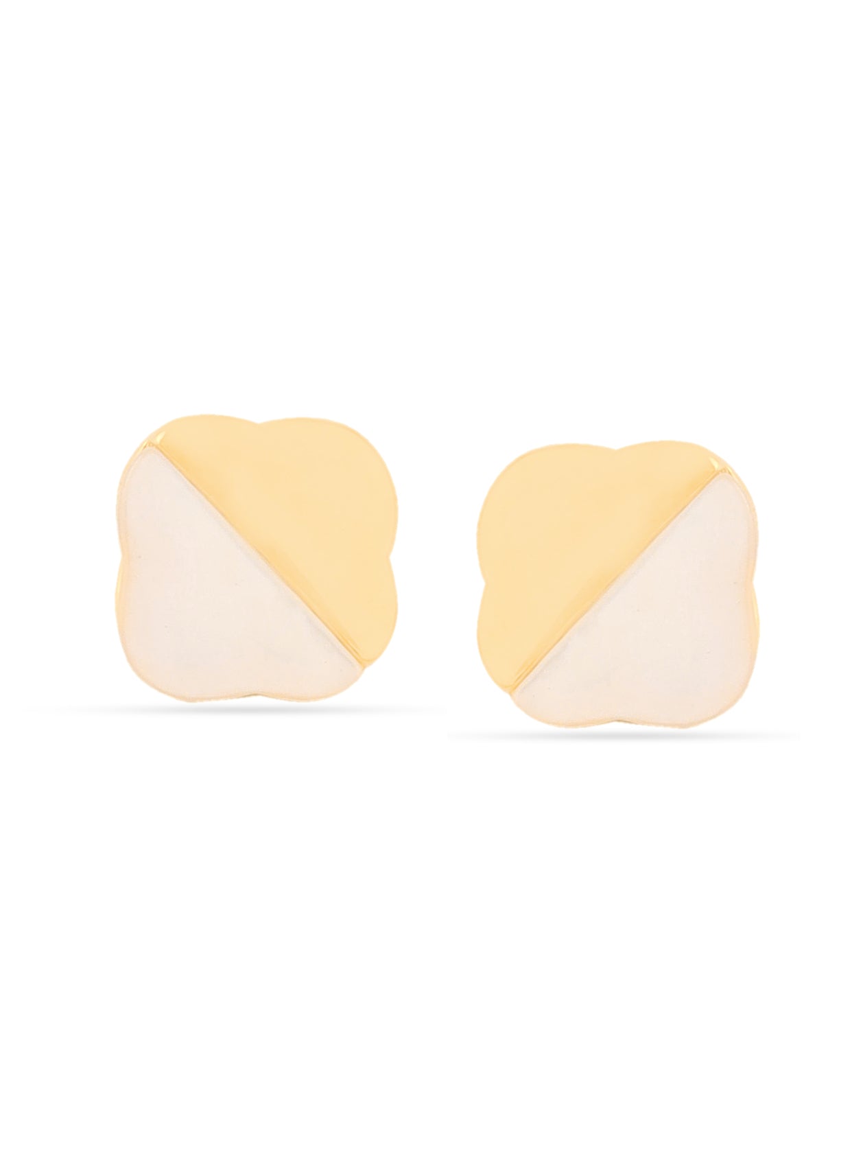 Lucky Clover Mother of Pearl Stud Earrings Syra Collection 24k Gold