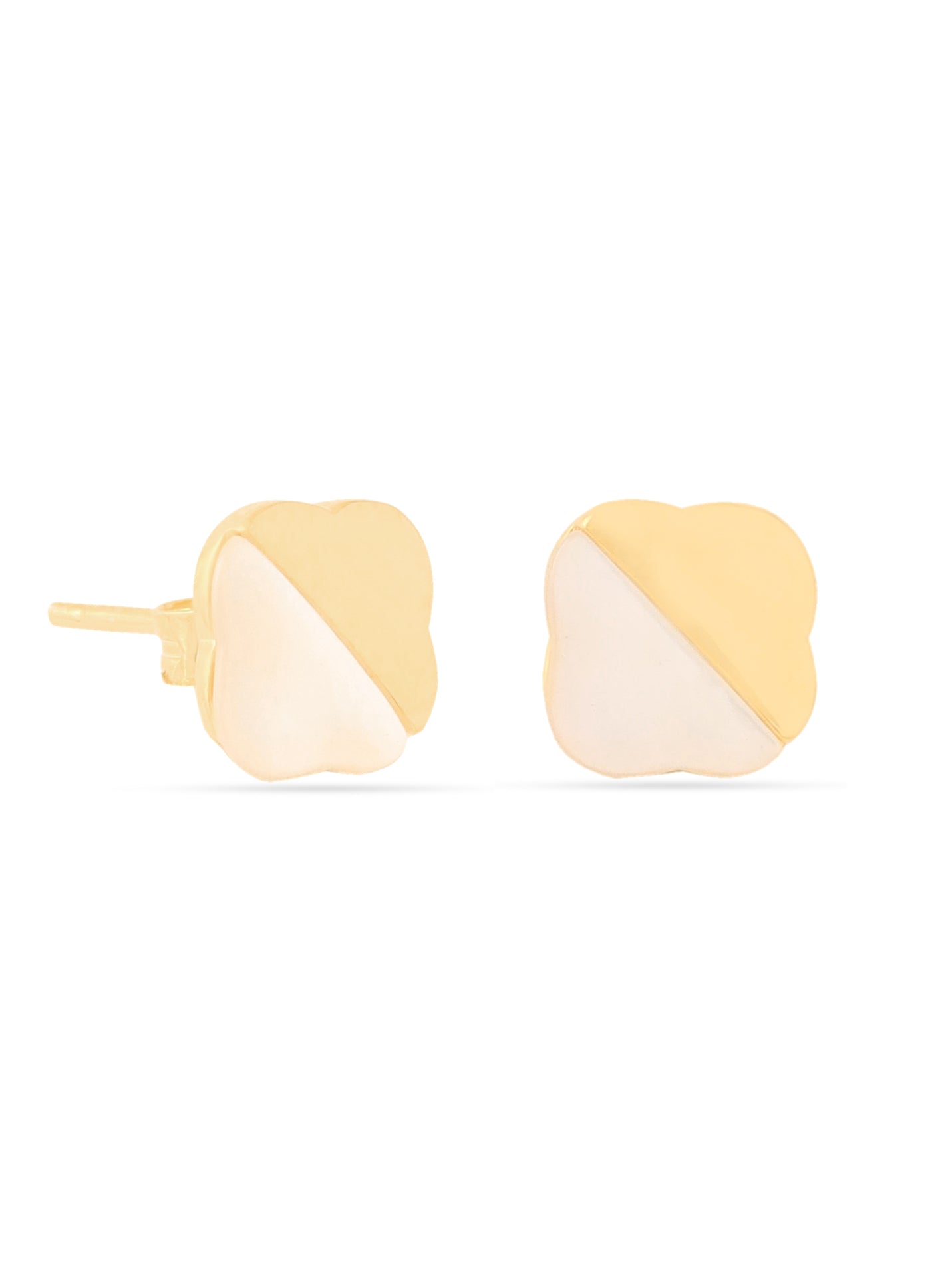 Lucky Clover Mother of Pearl Stud Earrings Syra Collection 24k Gold