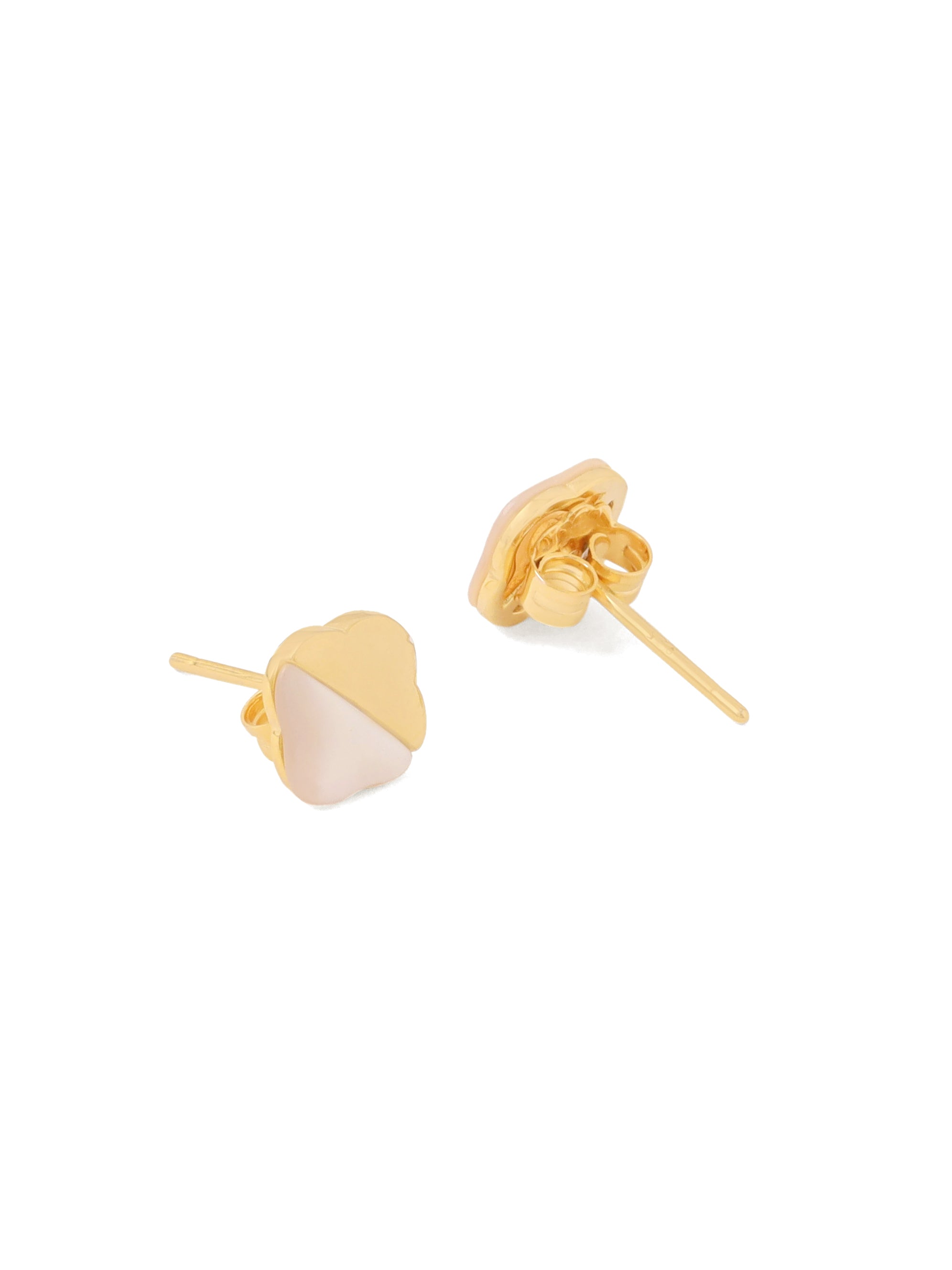 Lucky Clover Mother of Pearl Stud Earrings Syra Collection 24k Gold