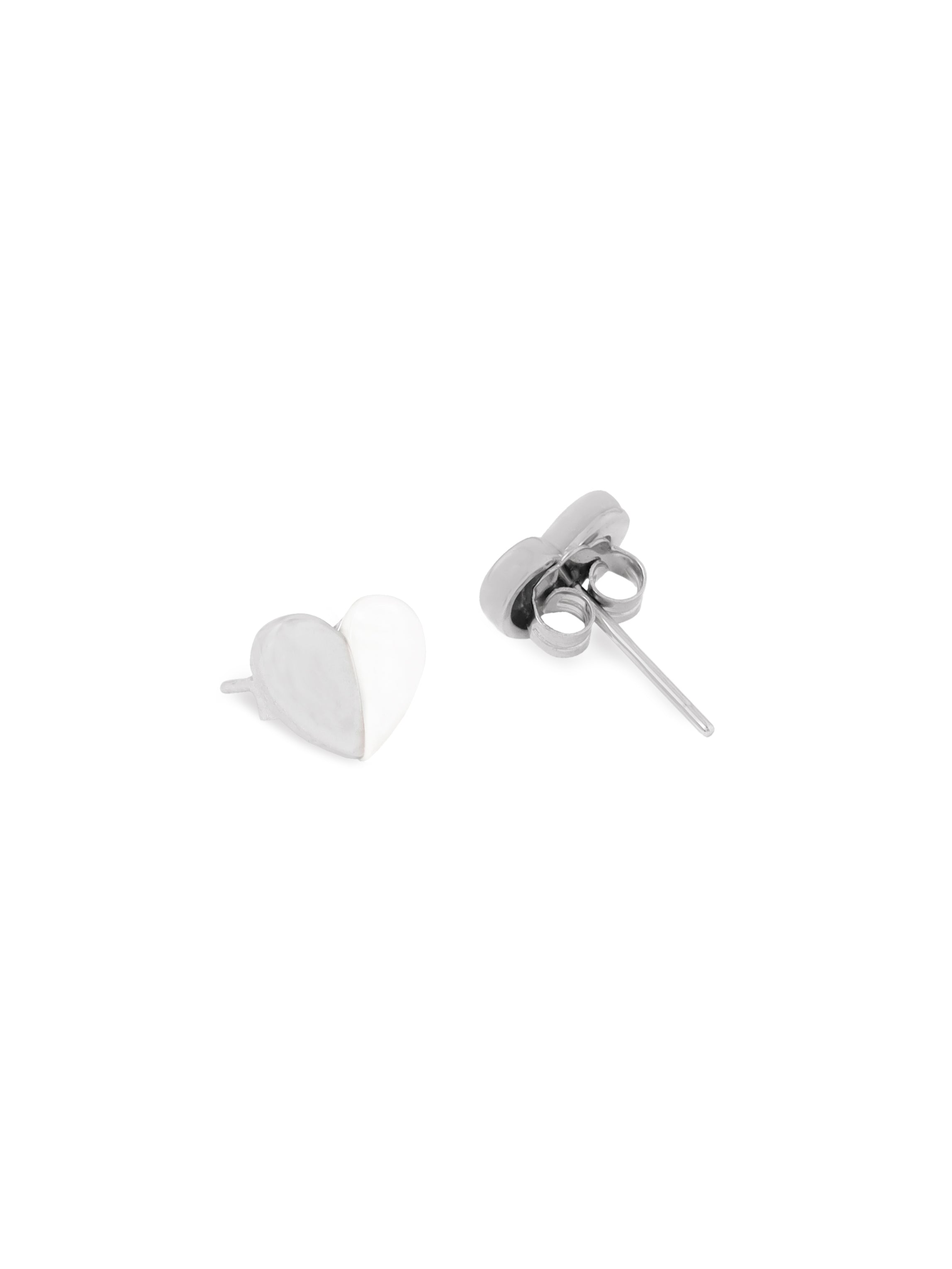 Syra Rhodium Heart-Shaped Mother of Pearl Stud Earpieces For Women