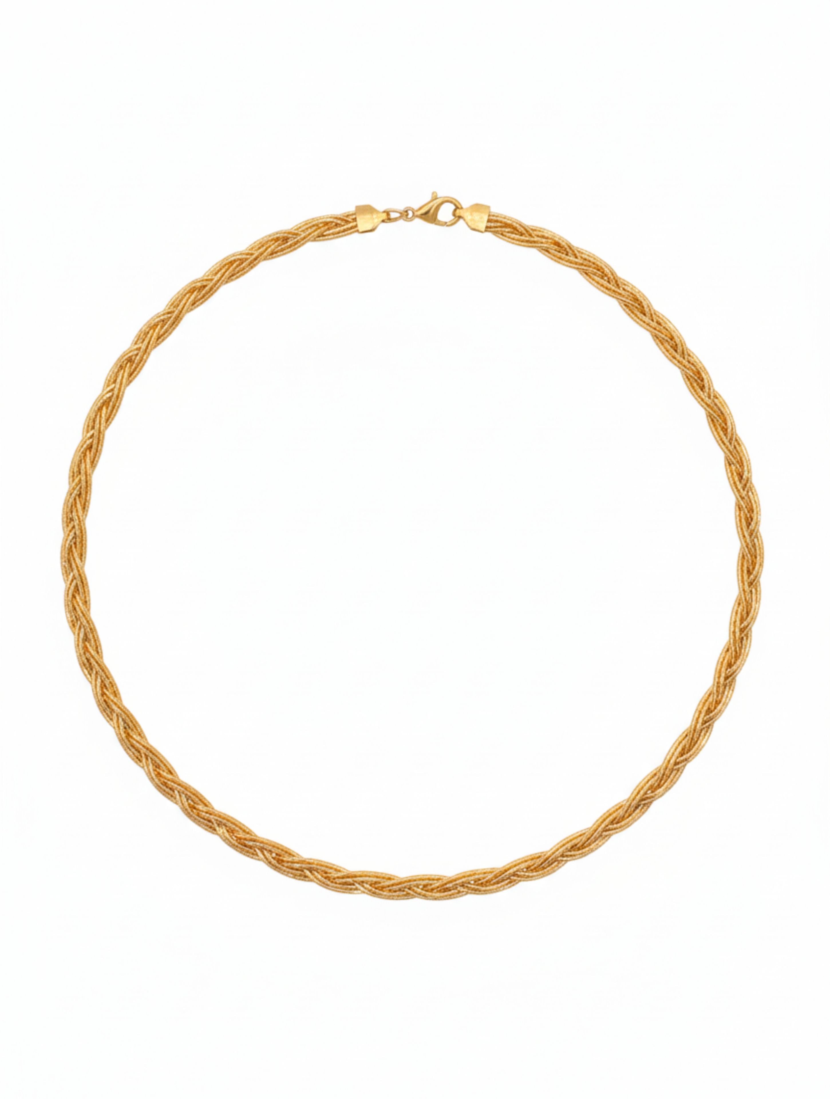 Braided Silk-Weave Necklace in Rose Gold over Sterling Silver