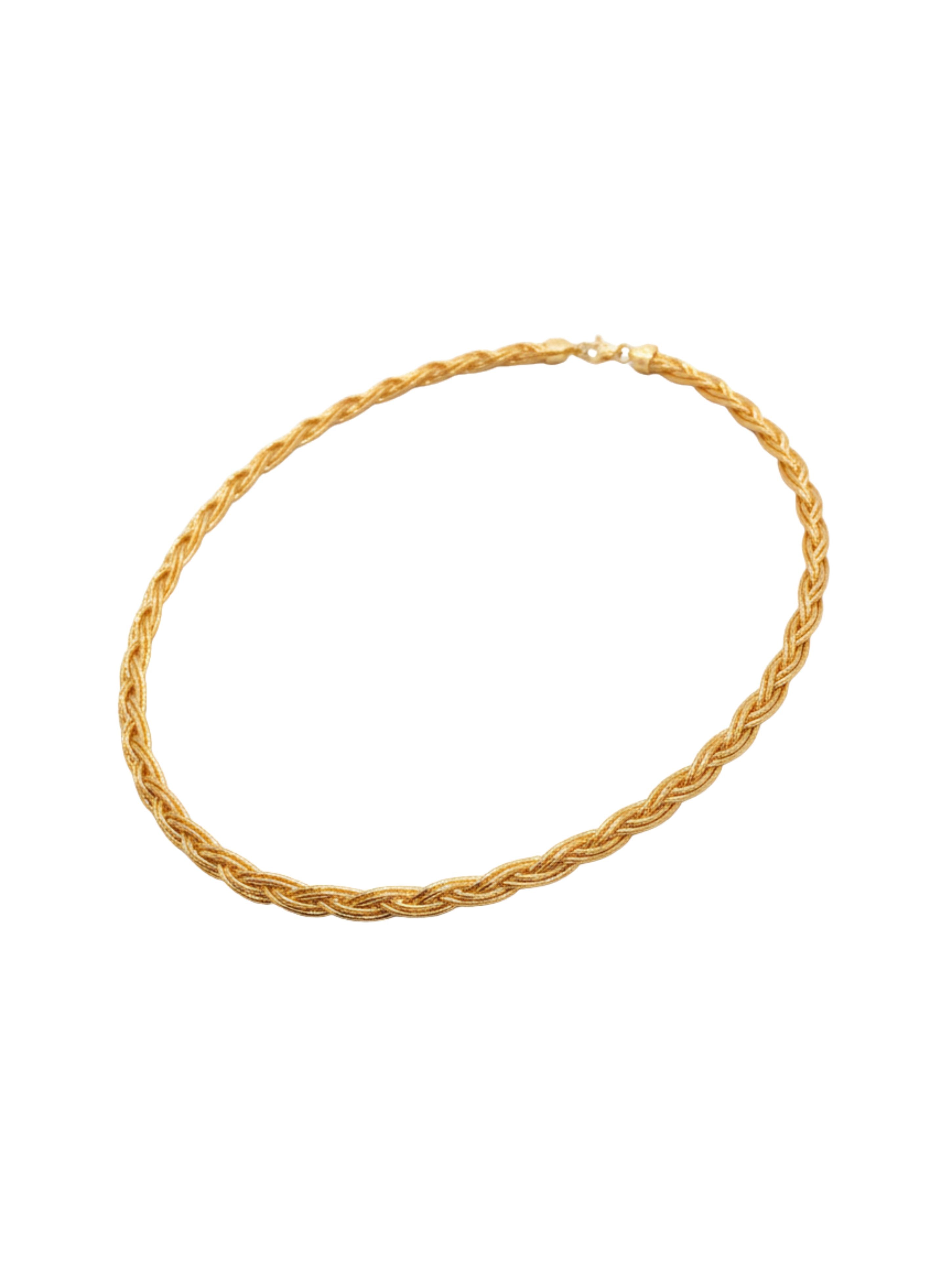 Braided Silk-Weave Necklace in Rose Gold over Sterling Silver