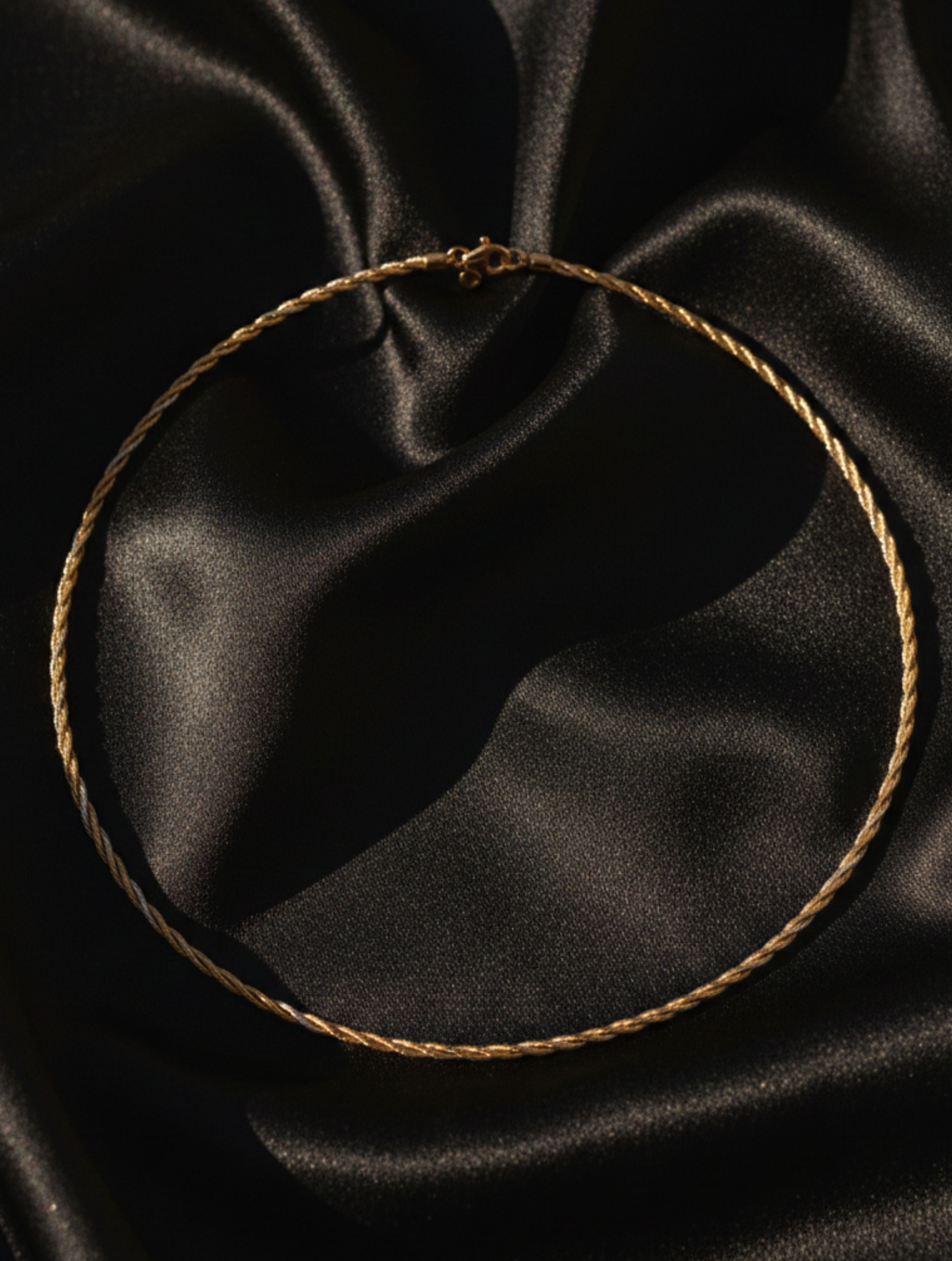 Two-Tone 925 Sterling Silver Twisted Omega Necklace