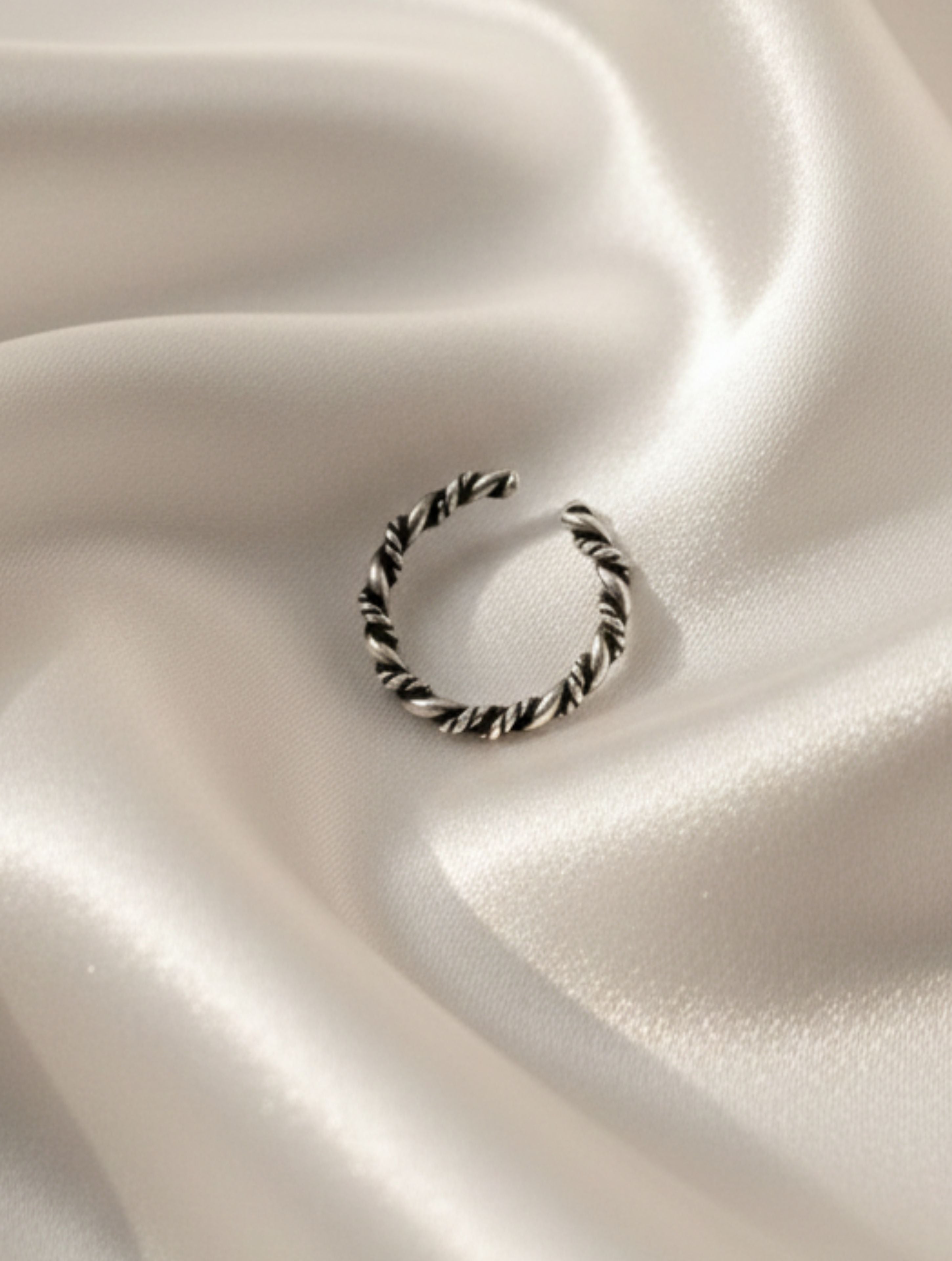 Oxidized 925 Sterling Silver Twisted Rope Nose Ring