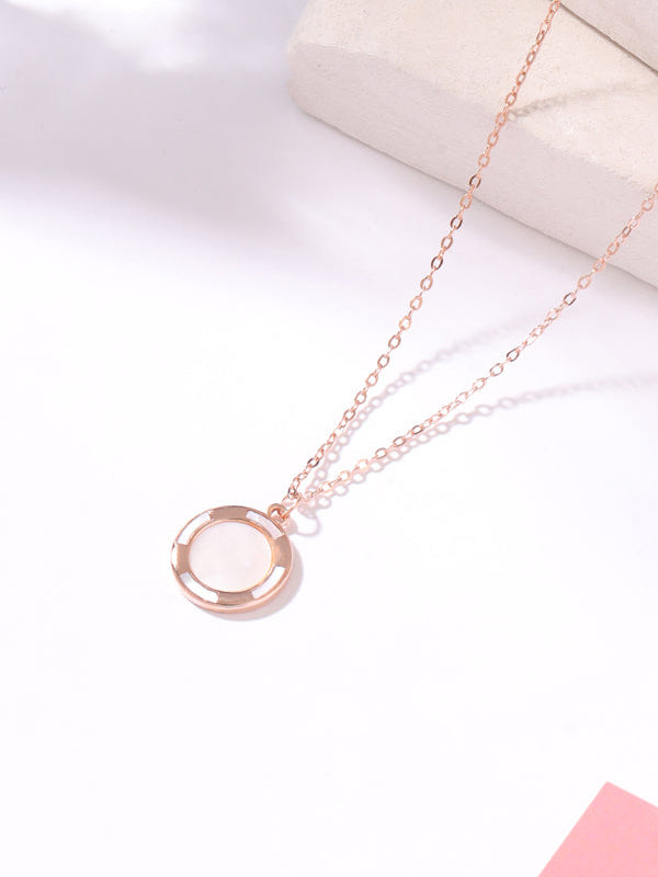 Round Halo Mother of Pearl Pendant in 925 Sterling Silver