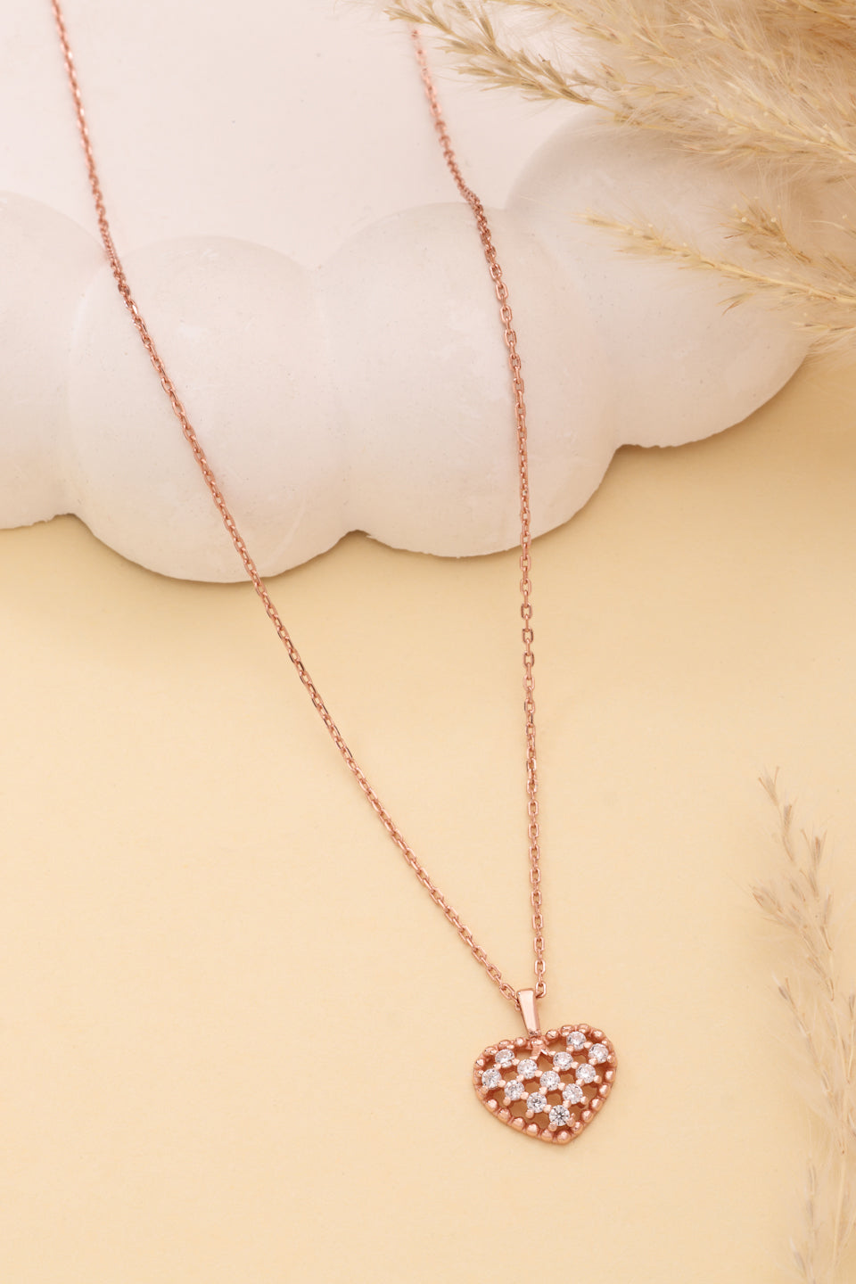 Heart Pendant in Rose Gold over 925 Sterling Silver