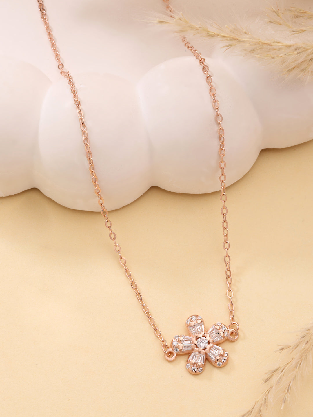 Rose Gold Plated 925 Sterling Silver Blooming Flower Pendant