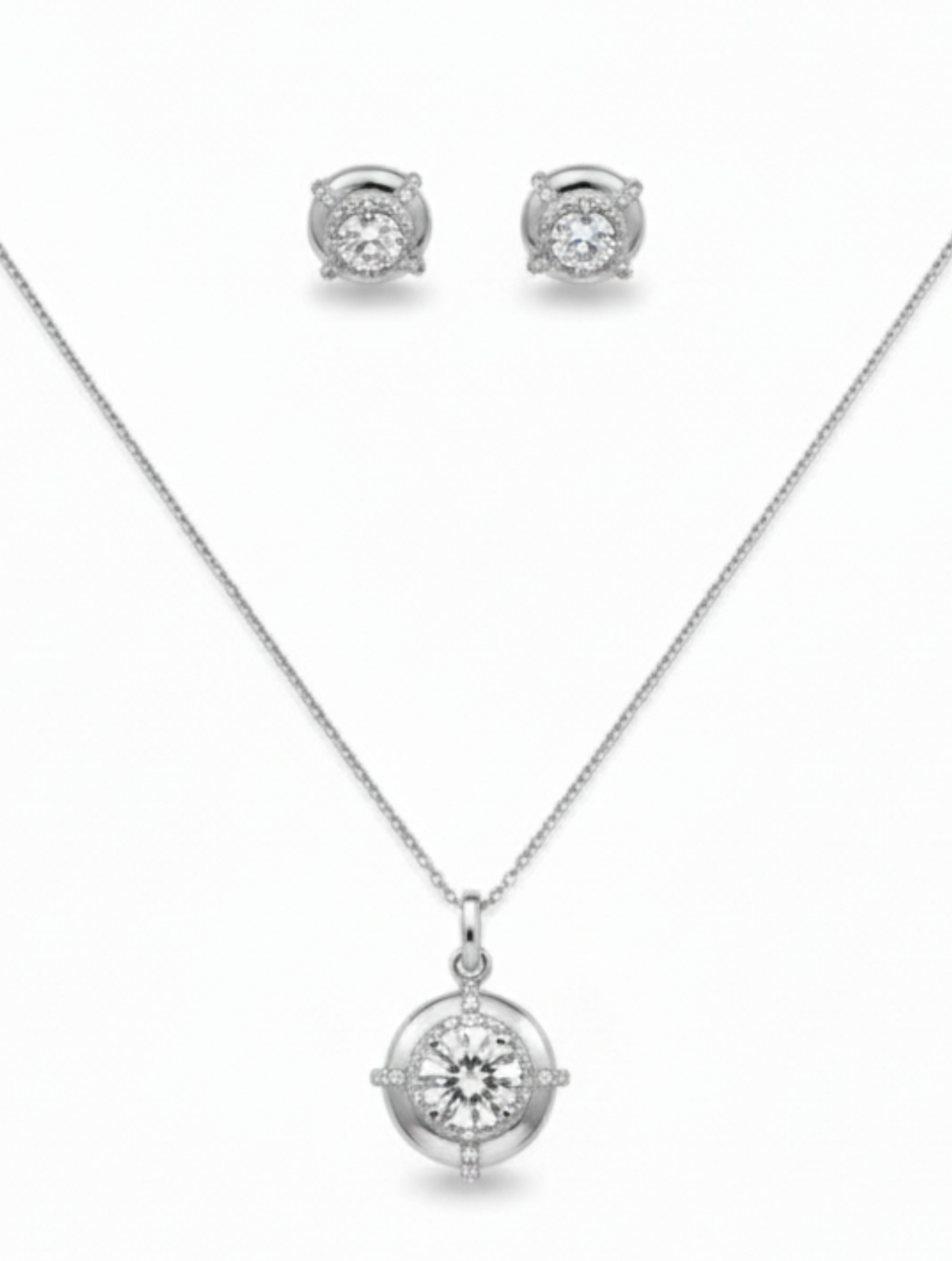Celestial Halo Solitaire Set – 925 Sterling Silver & Sparkling Cubic Zirconia