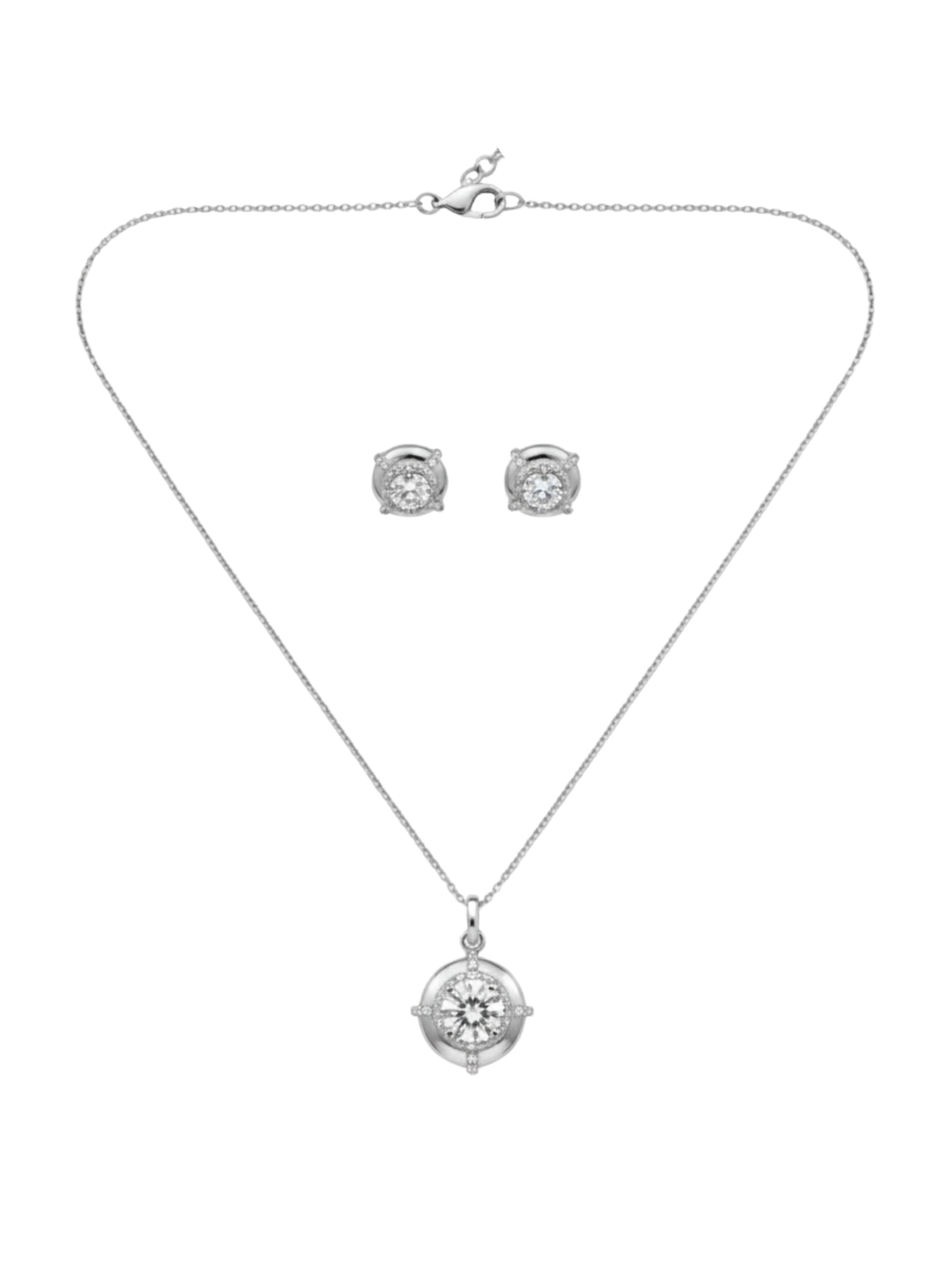 Celestial Halo Solitaire Set – 925 Sterling Silver & Sparkling Cubic Zirconia