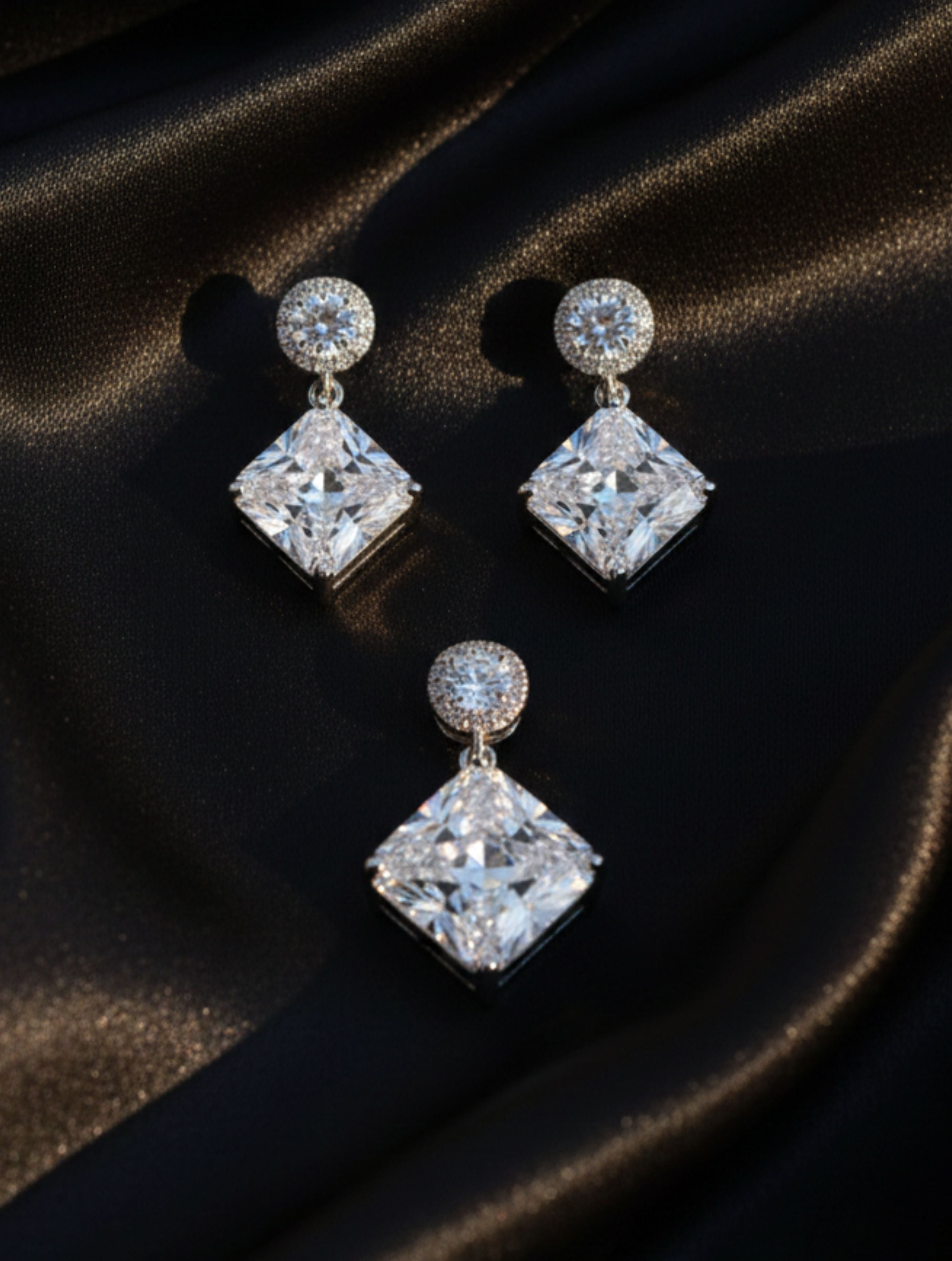 Sparkling Princess-Cut Halo Jewelry Set | 925 Sterling Silver & CZ