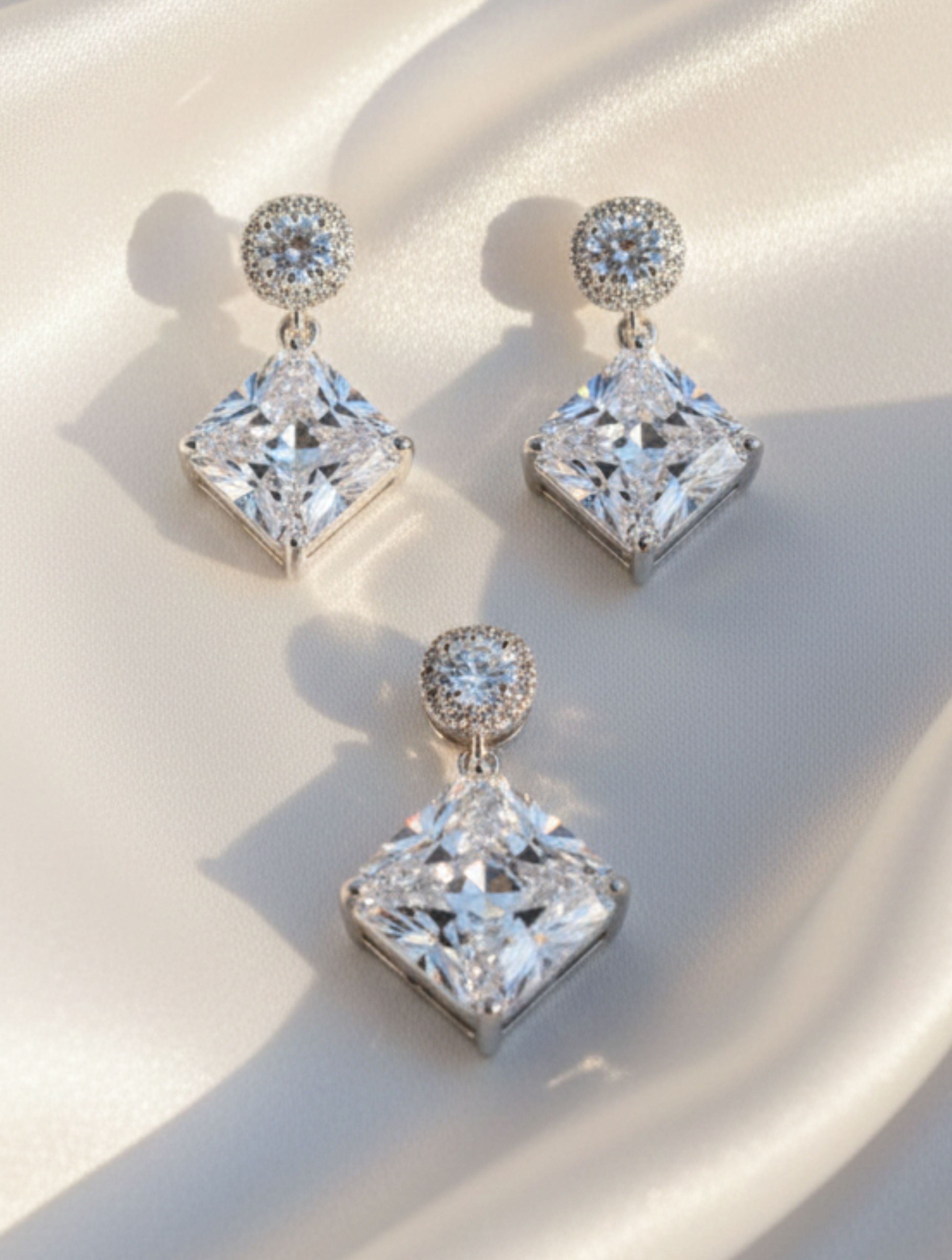 Sparkling Princess-Cut Halo Jewelry Set | 925 Sterling Silver & CZ