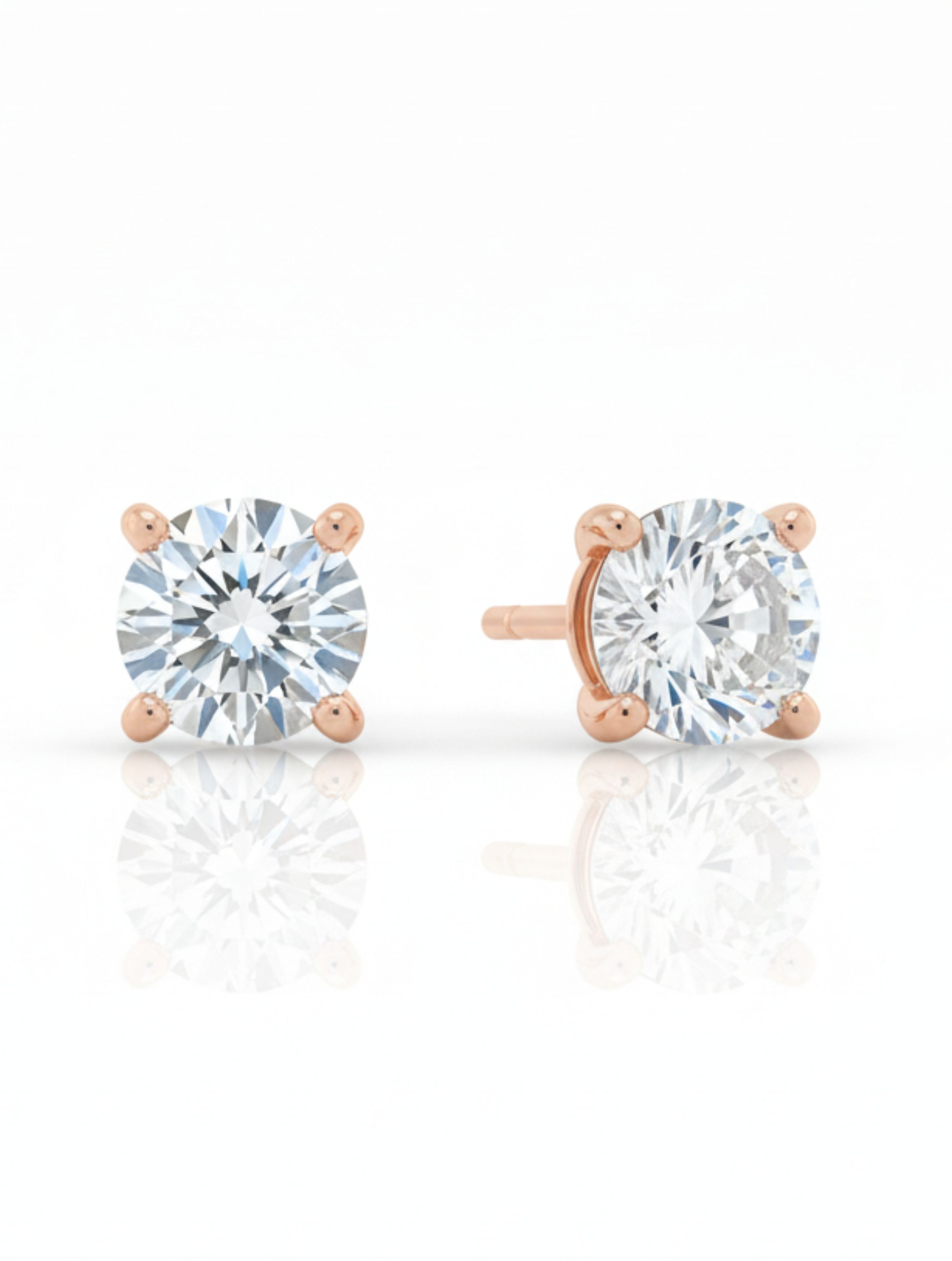 Rose Gold Plated Sterling Silver Solitaire Pendant & Stud Earring Set