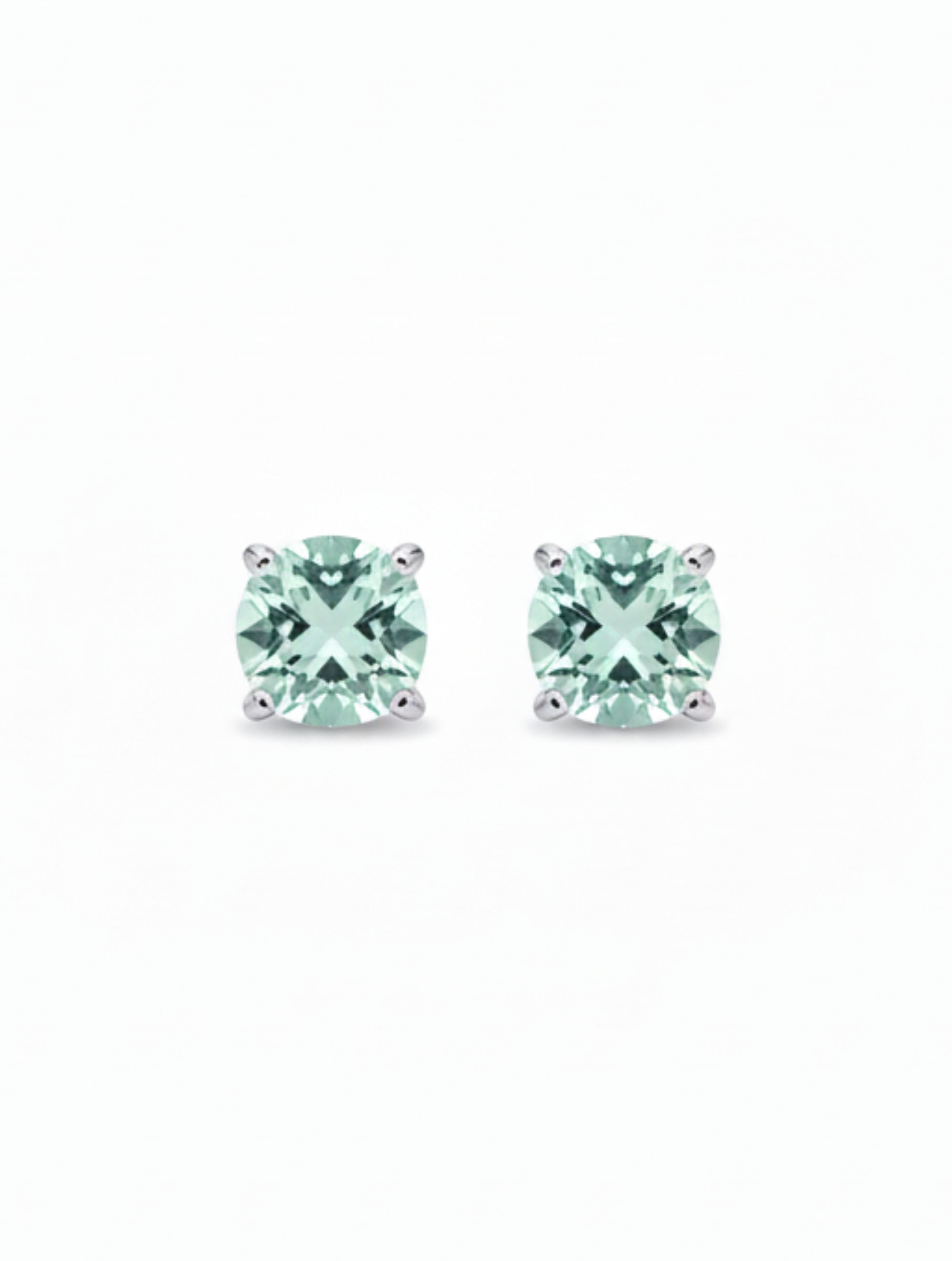 Classic Cushion-Cut Natural Aquamarine Studs in Sterling Silver