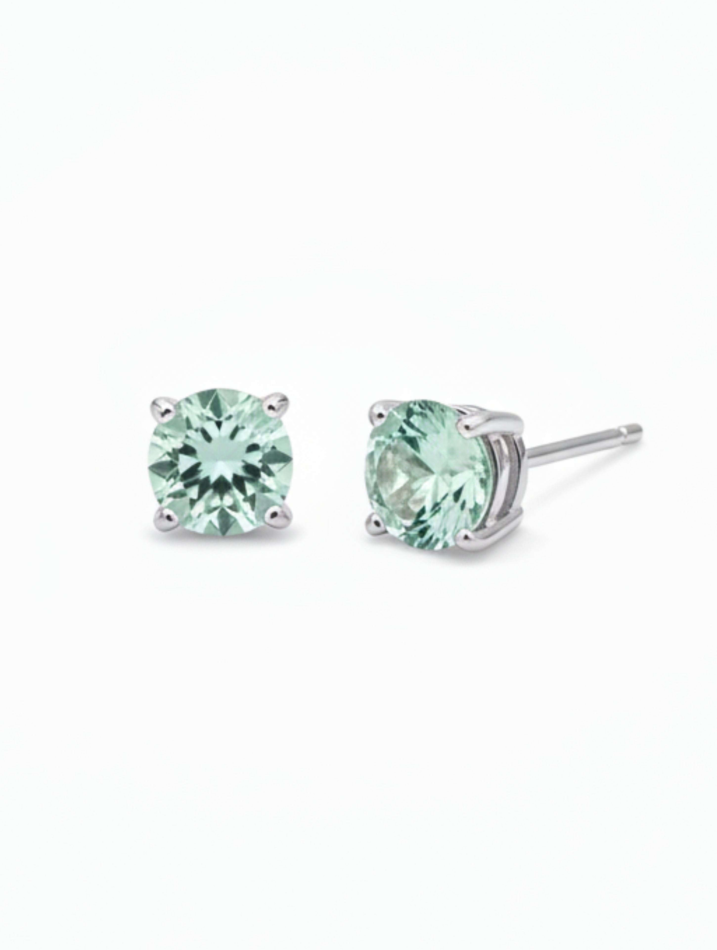 Classic Cushion-Cut Natural Aquamarine Studs in Sterling Silver