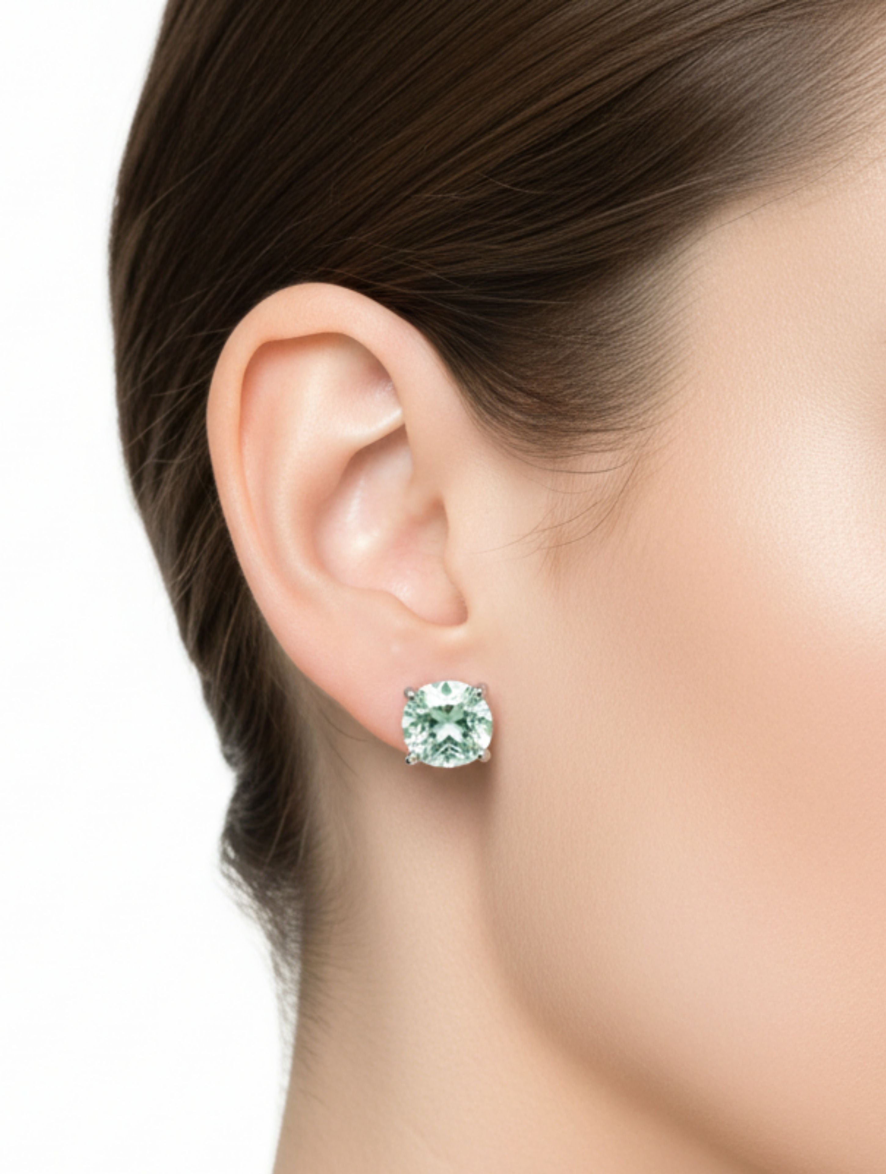 Classic Cushion-Cut Natural Aquamarine Studs in Sterling Silver