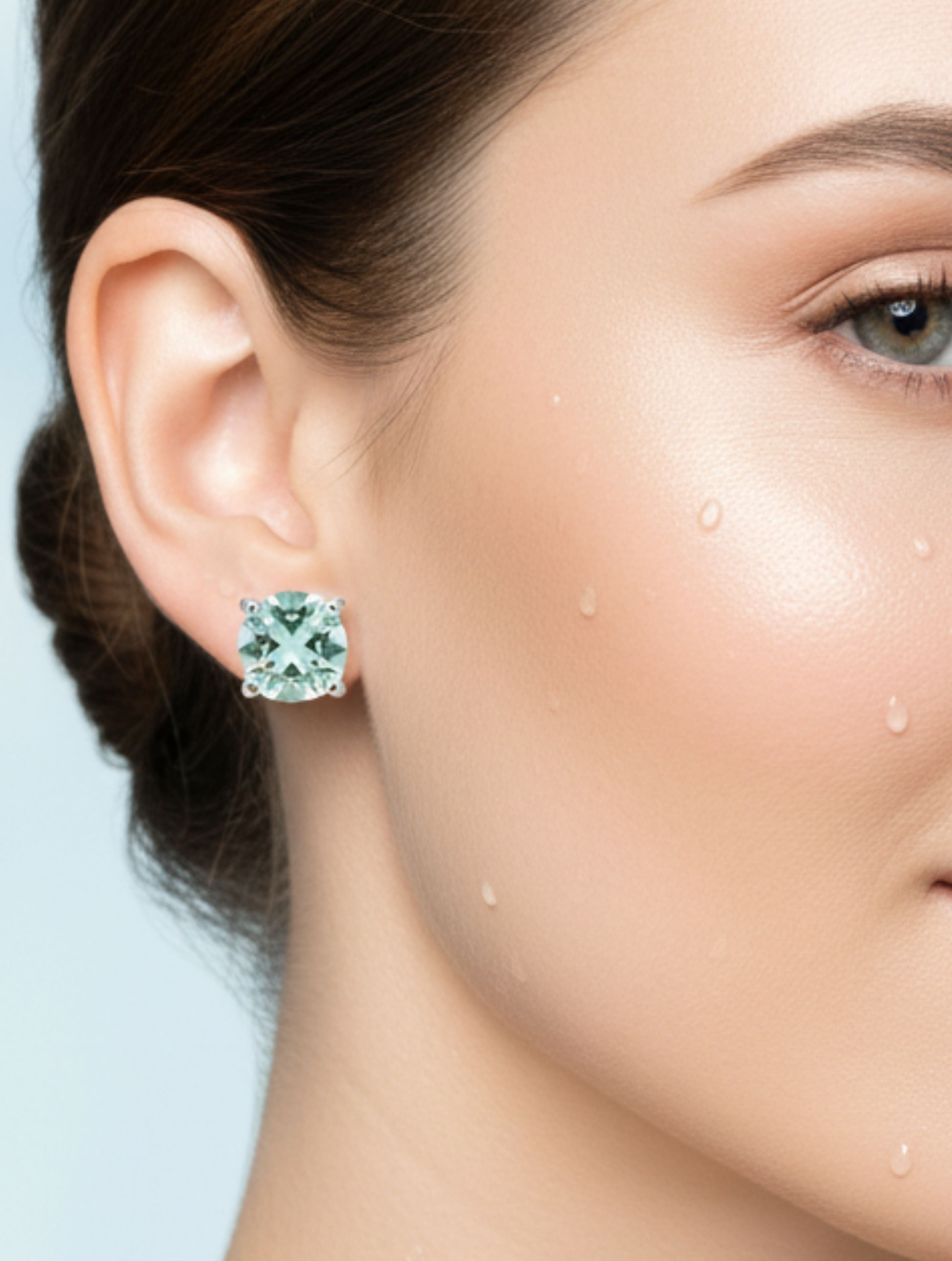 Classic Cushion-Cut Natural Aquamarine Studs in Sterling Silver