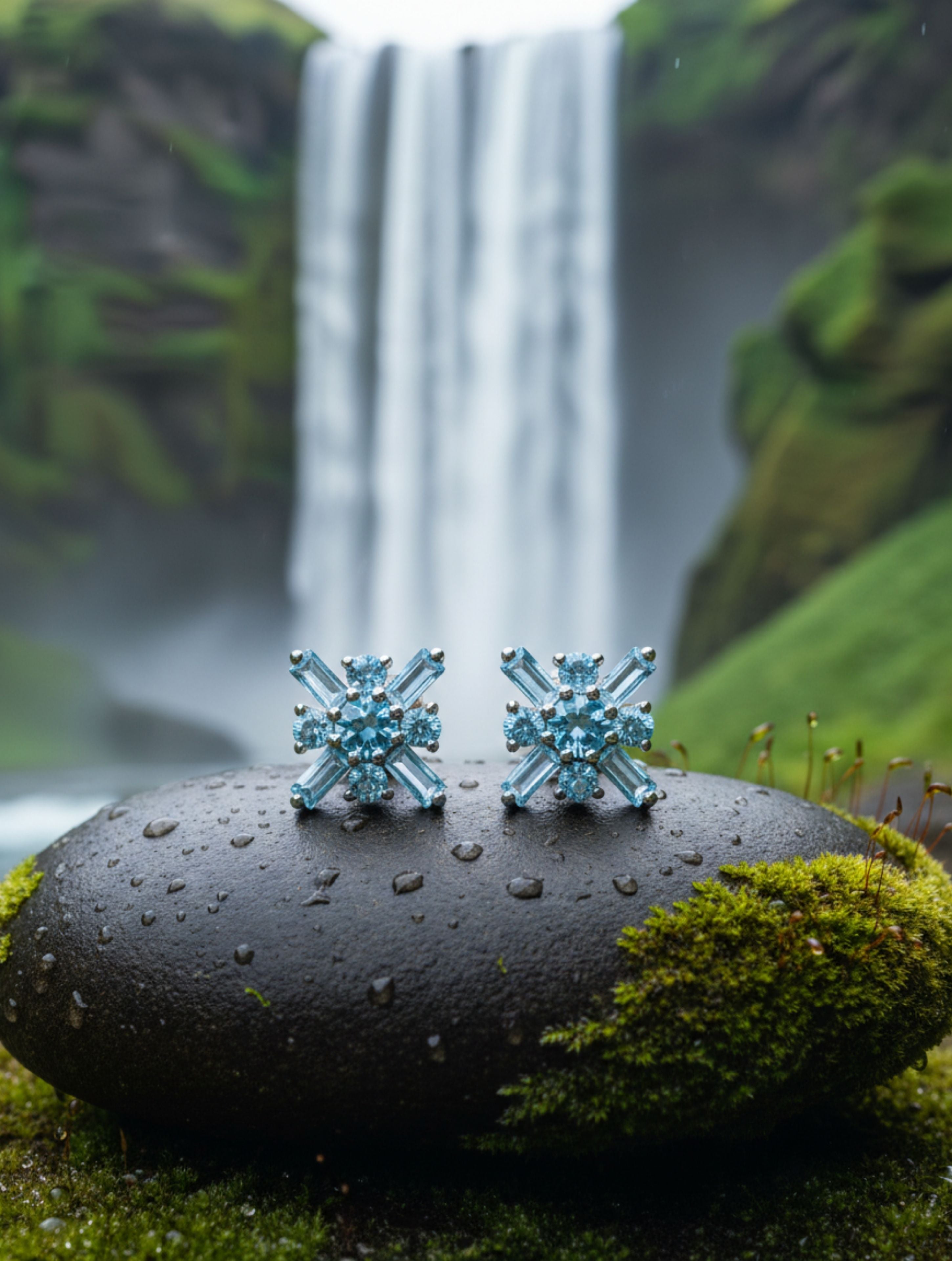 Celestial Star Blue Topaz Stud Earrings in 925 Sterling Silver