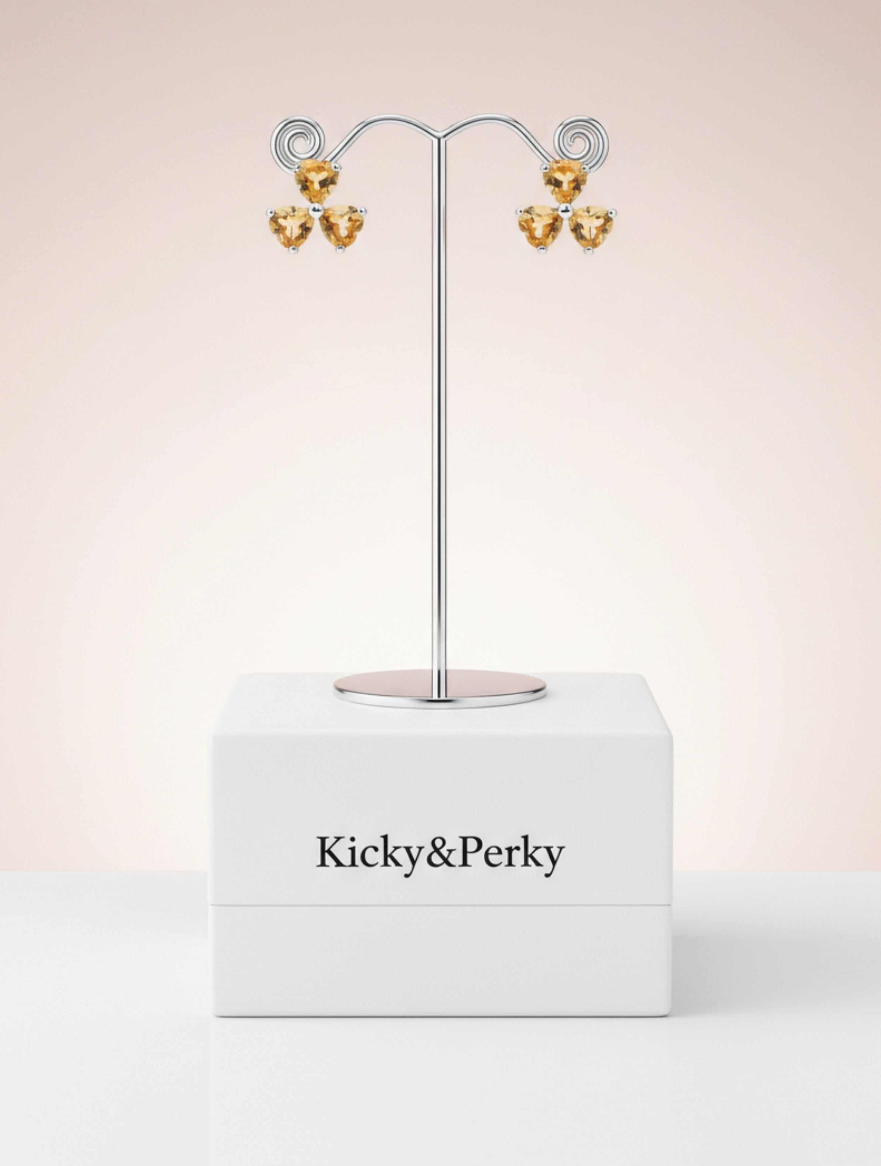 Floral Citrine Studs in 925 Sterling Silver