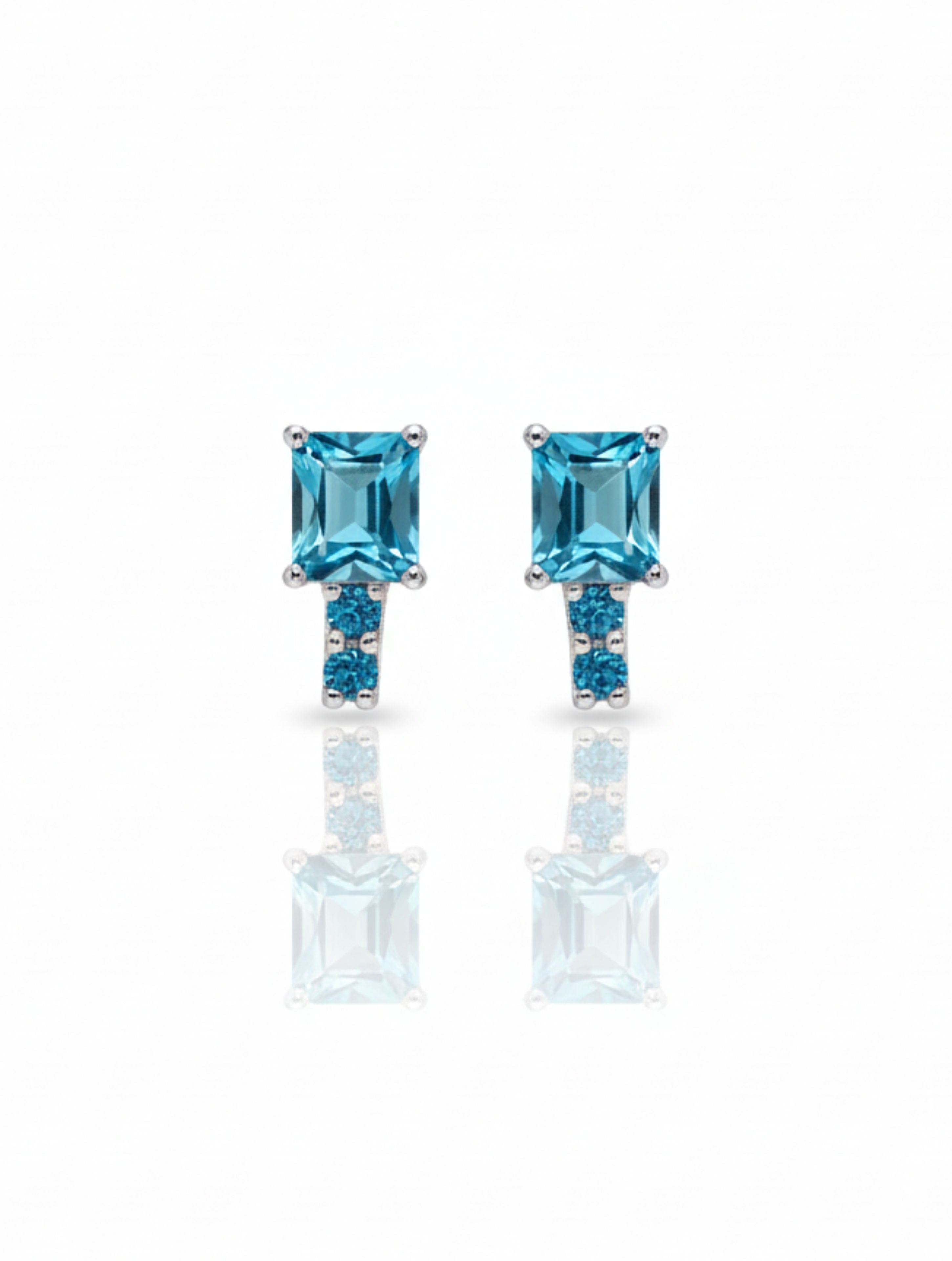 Natural Blue Topaz Drop Studs in 925 Sterling Silver
