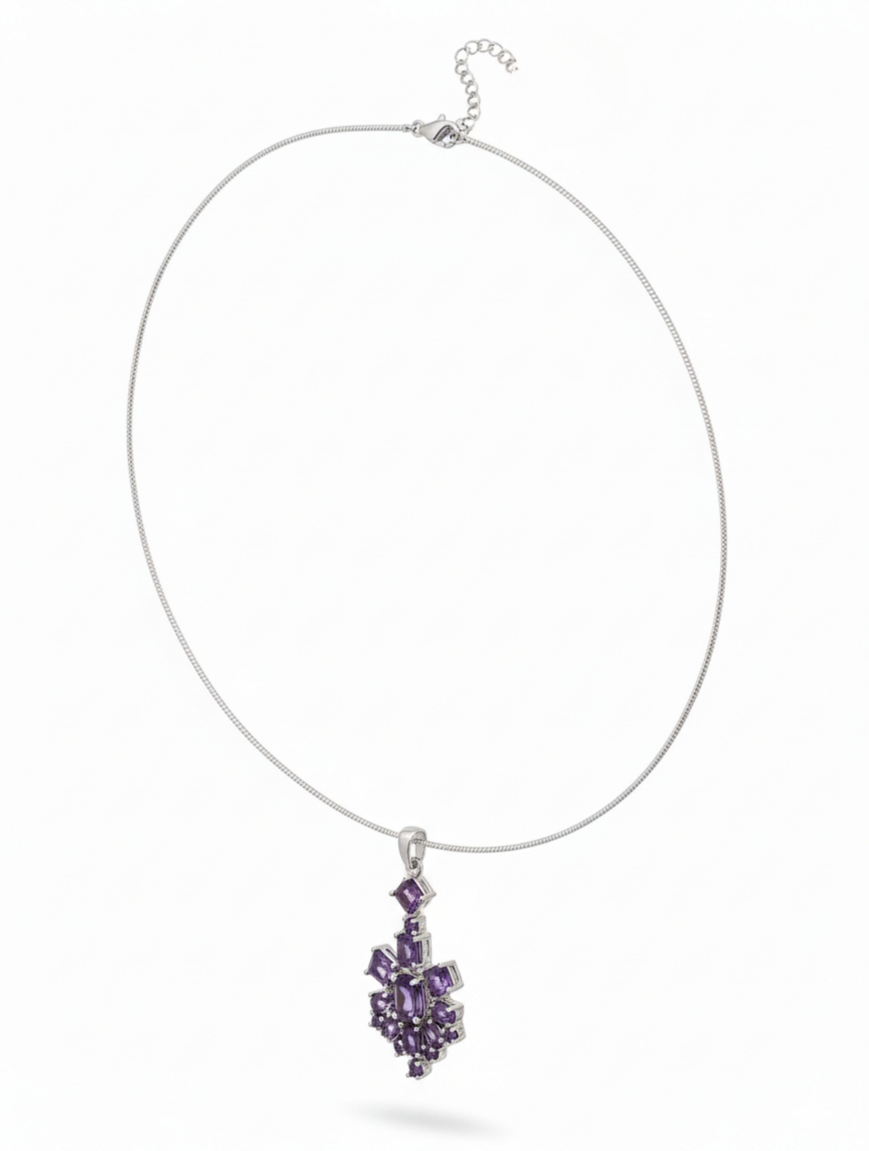 Natural Amethyst Snowflake Pendant in 925 Sterling Silver
