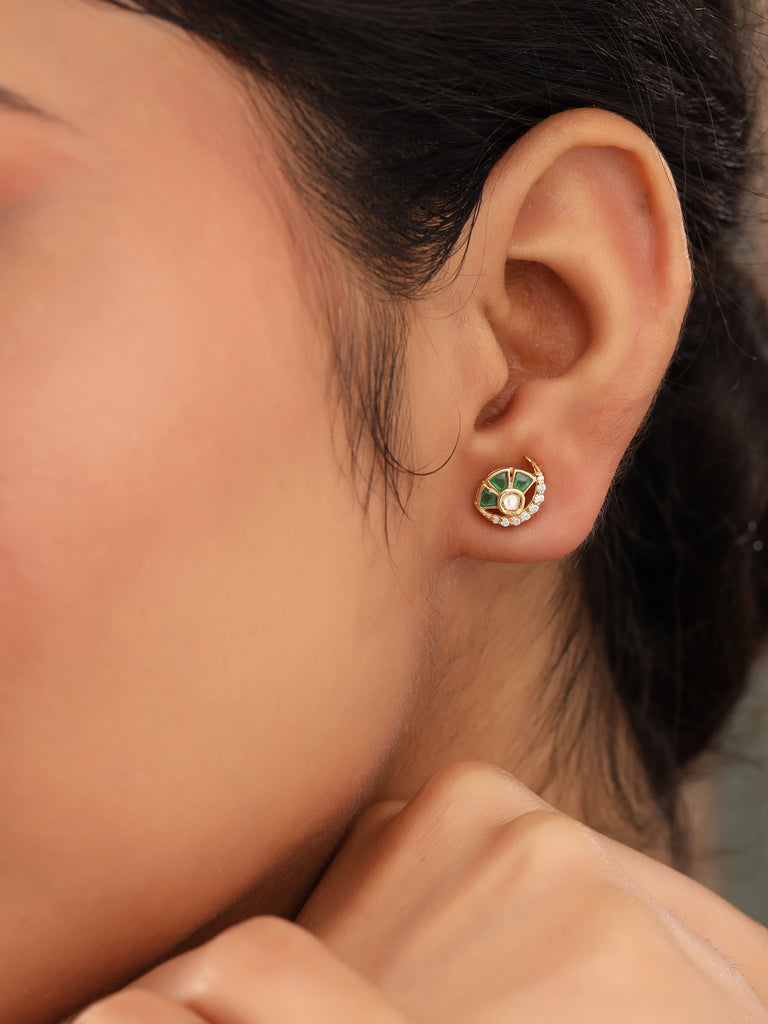 Golden Green Talphe Stud Earrings