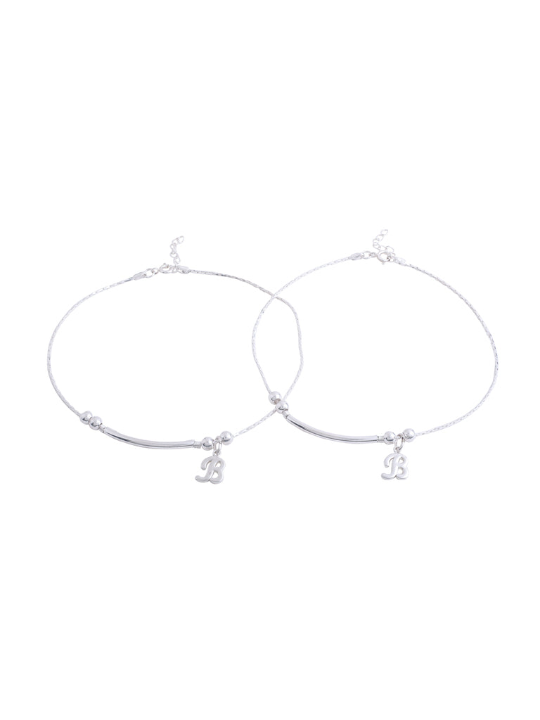 Silver Initial Sparkle Anklet