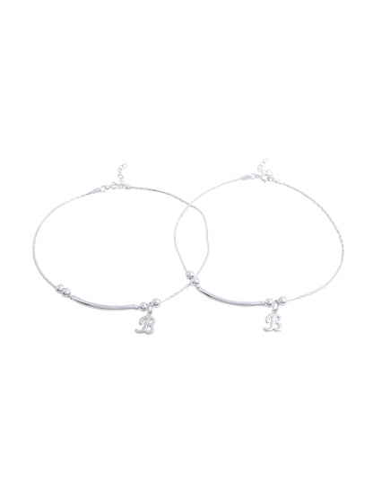 Silver Initial Sparkle Anklet