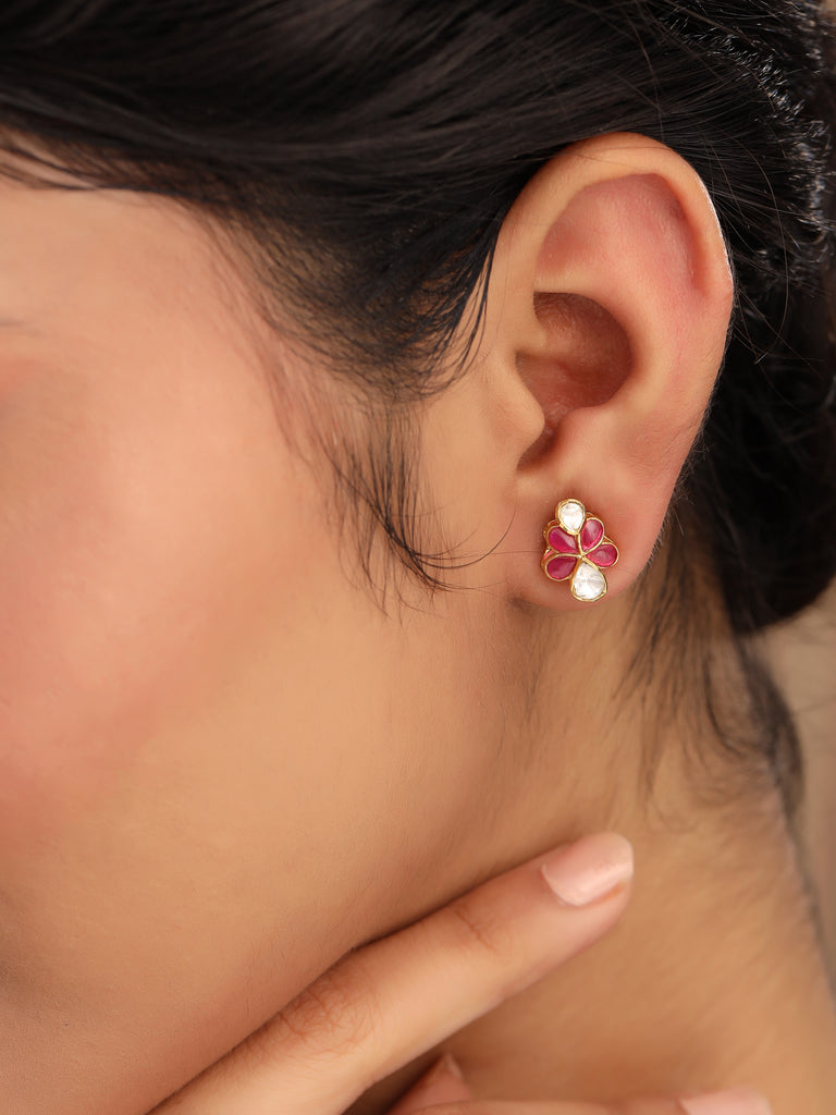 Golden Floral Sparkle Earings