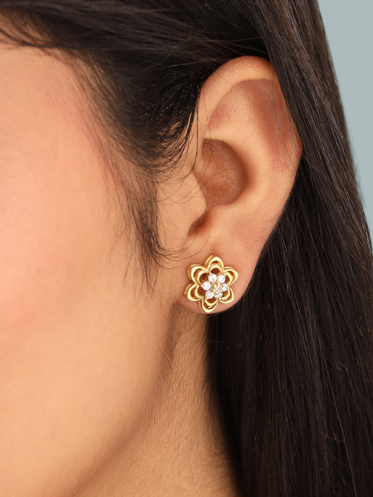 Mossanite Flower Cluster Stud Earrings
