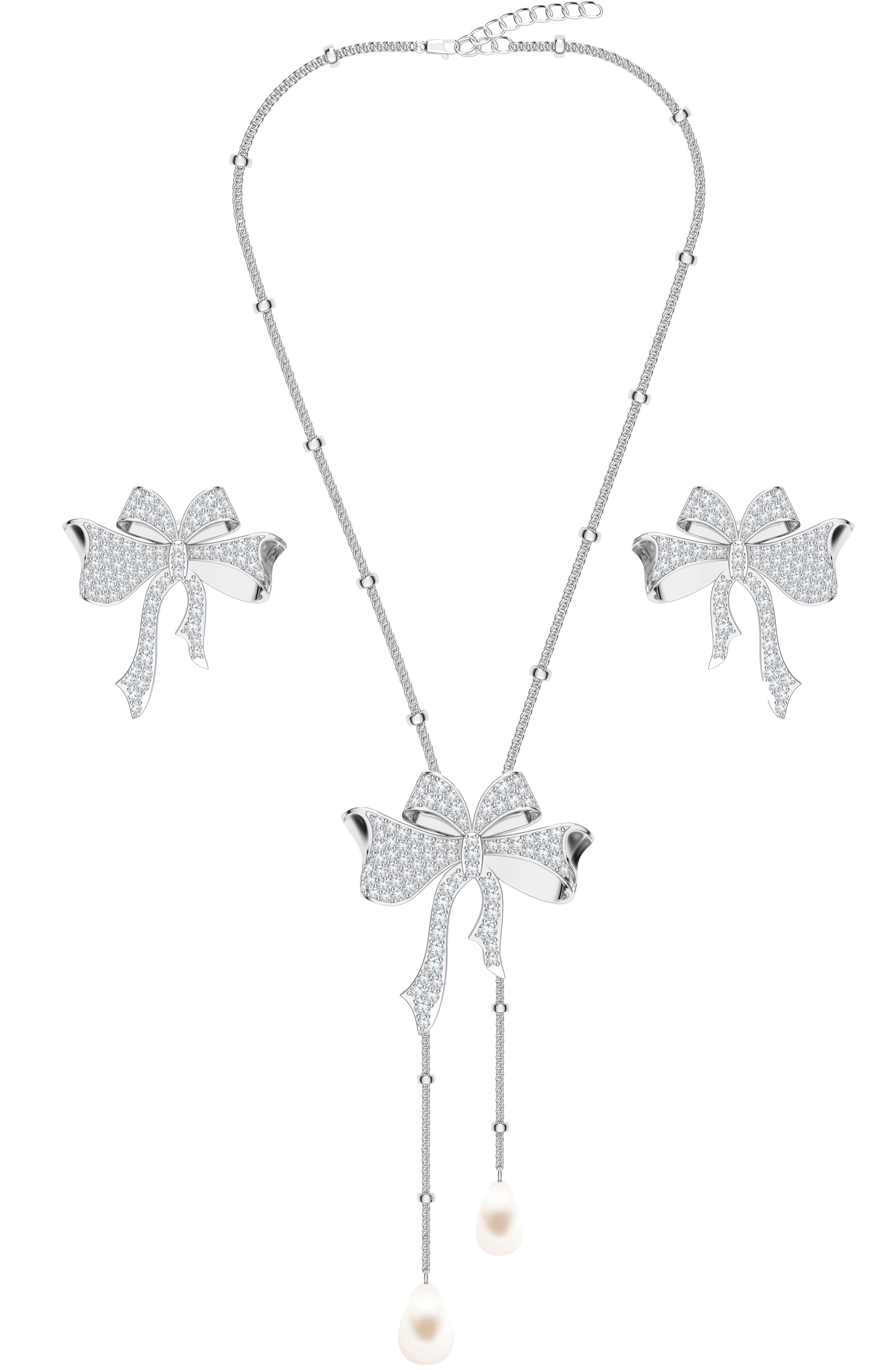 Ribbons of Light  925 Sterling Silver Moissanite Necklace Set For Women