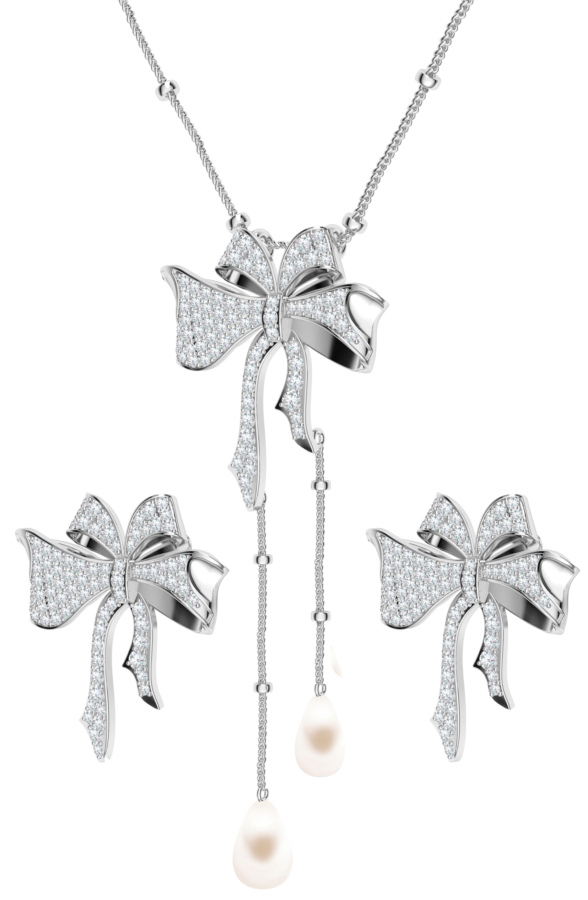 Ribbons of Light  925 Sterling Silver Moissanite Necklace Set For Women