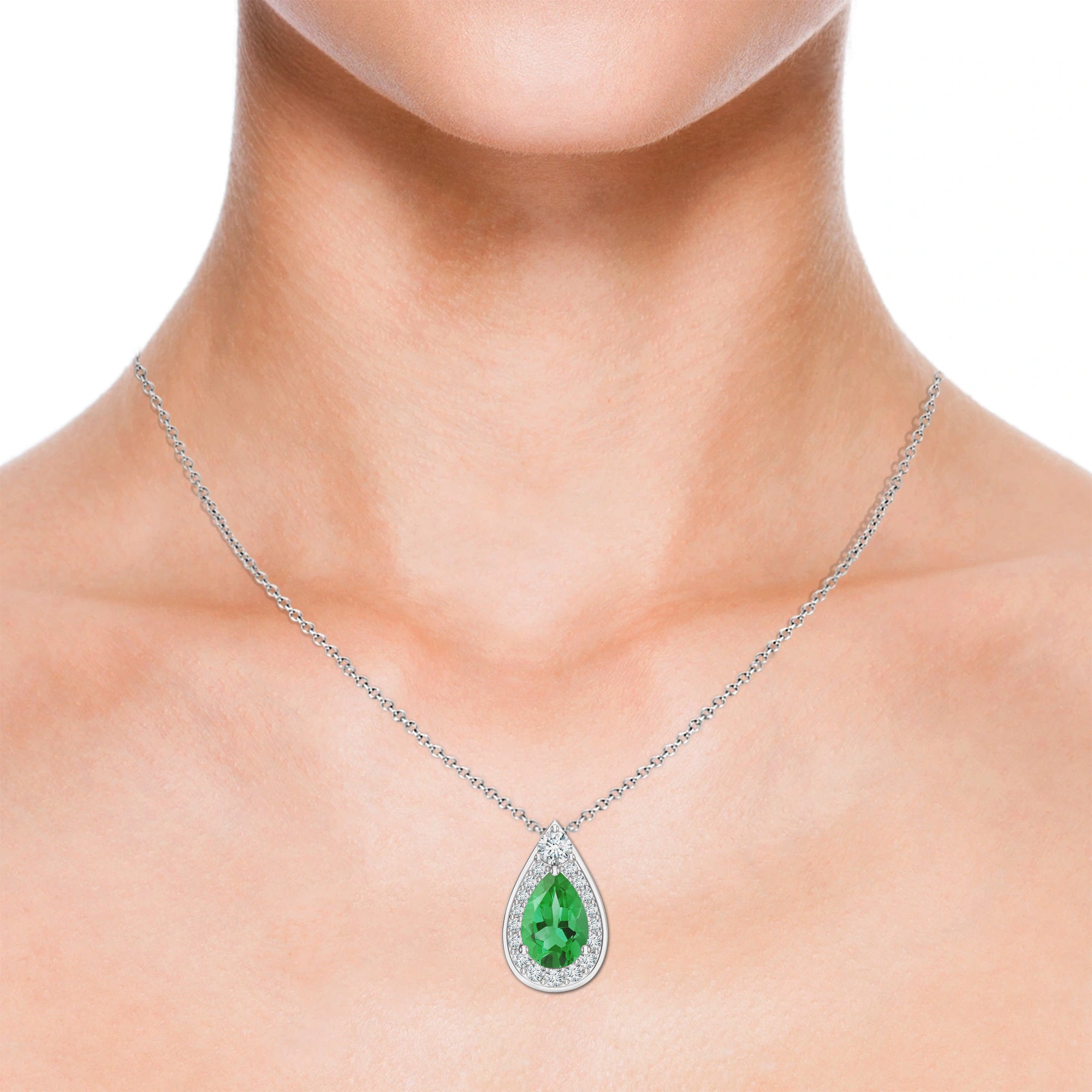 Pietra Collection Pear-Shaped Green Amethyst Pendant